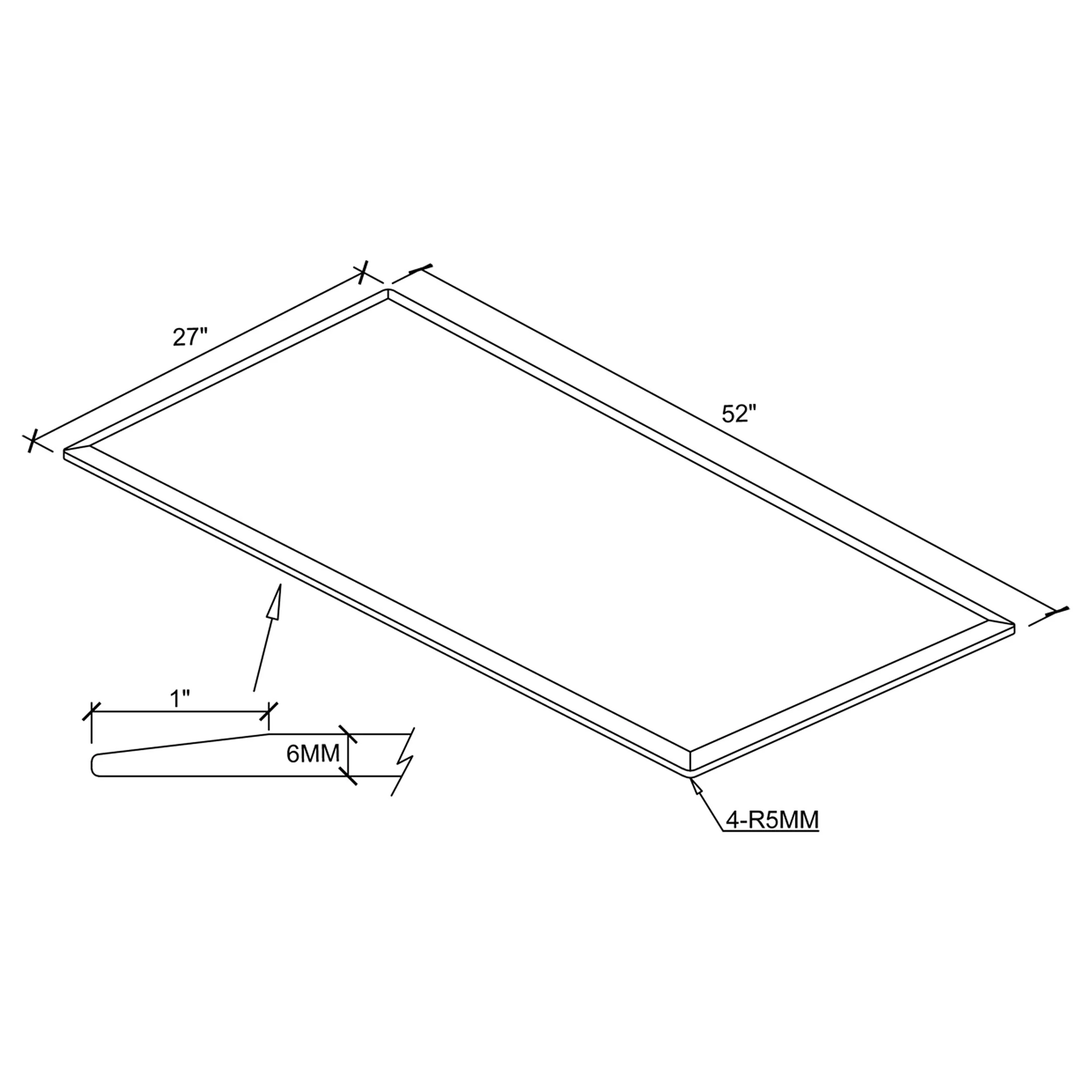 52x27-inch 6mm Rectangular Clear Tempered Glass Top - Image 13