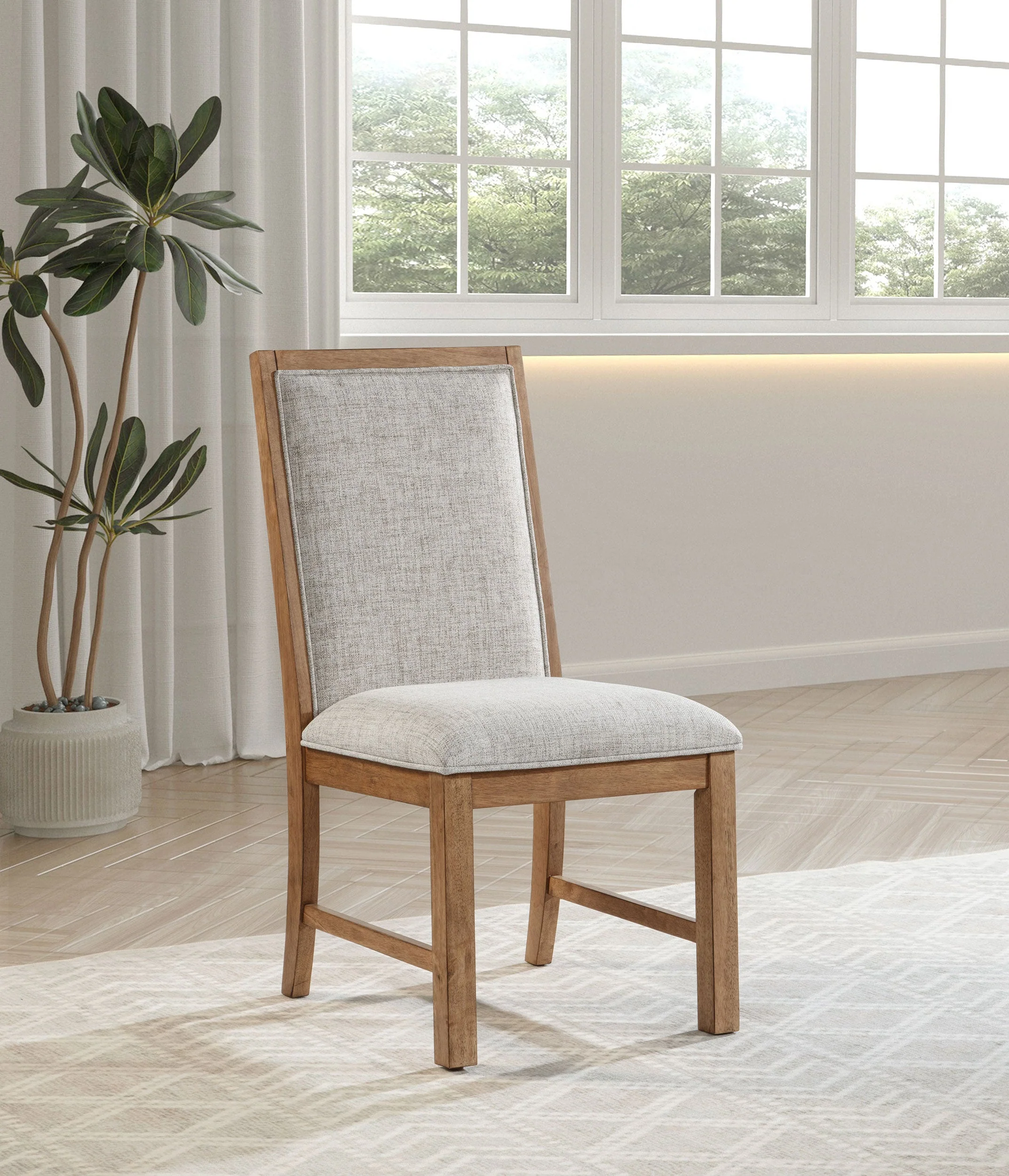 Bruner Upholstered Side Chair Natural Brown (Set of 2) - Image 3