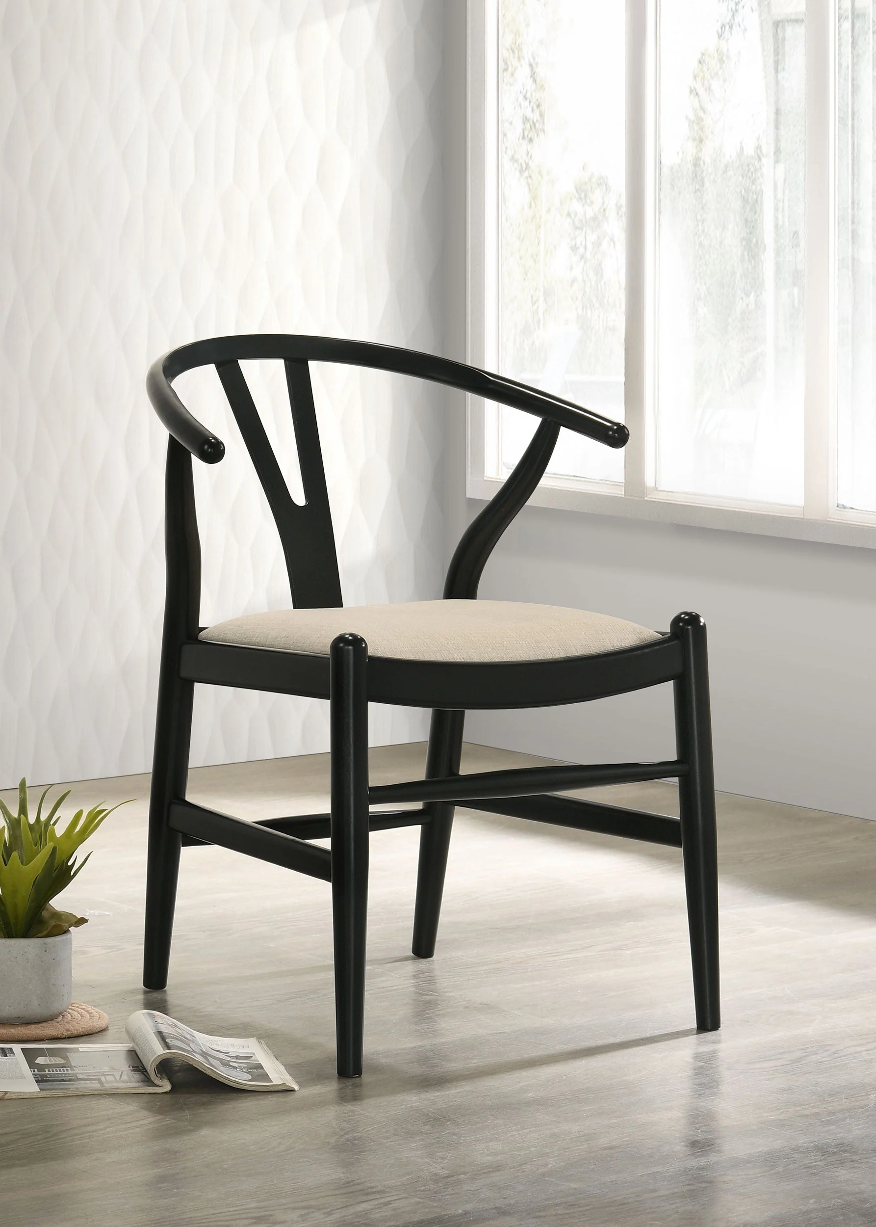 Crestmont Wood Wishbone Dining Side Chair Black (Set of 2) - Image 3