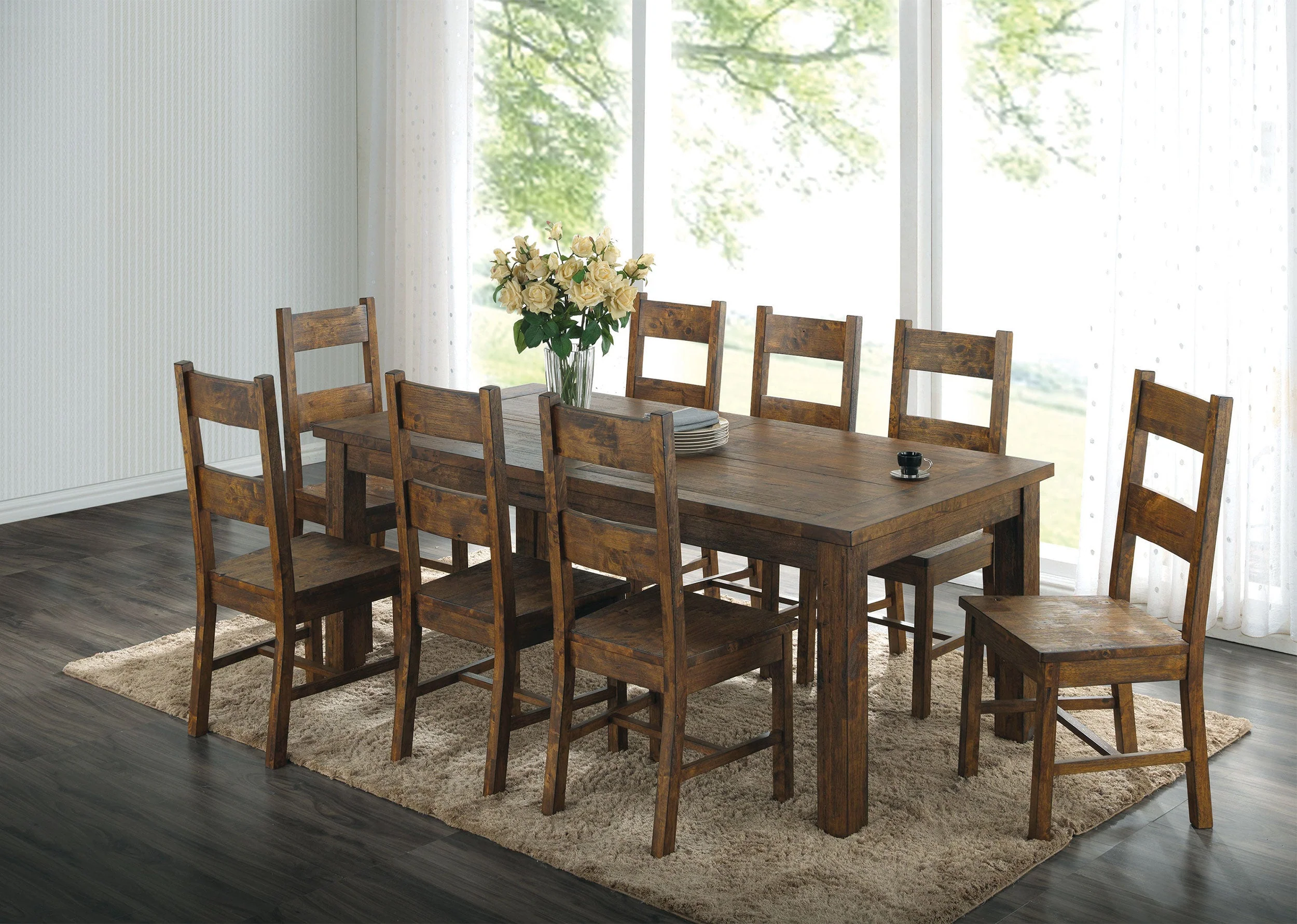 Coleman Rectangular 79-inch Dining Table Rustic Golden Brown - Image 7