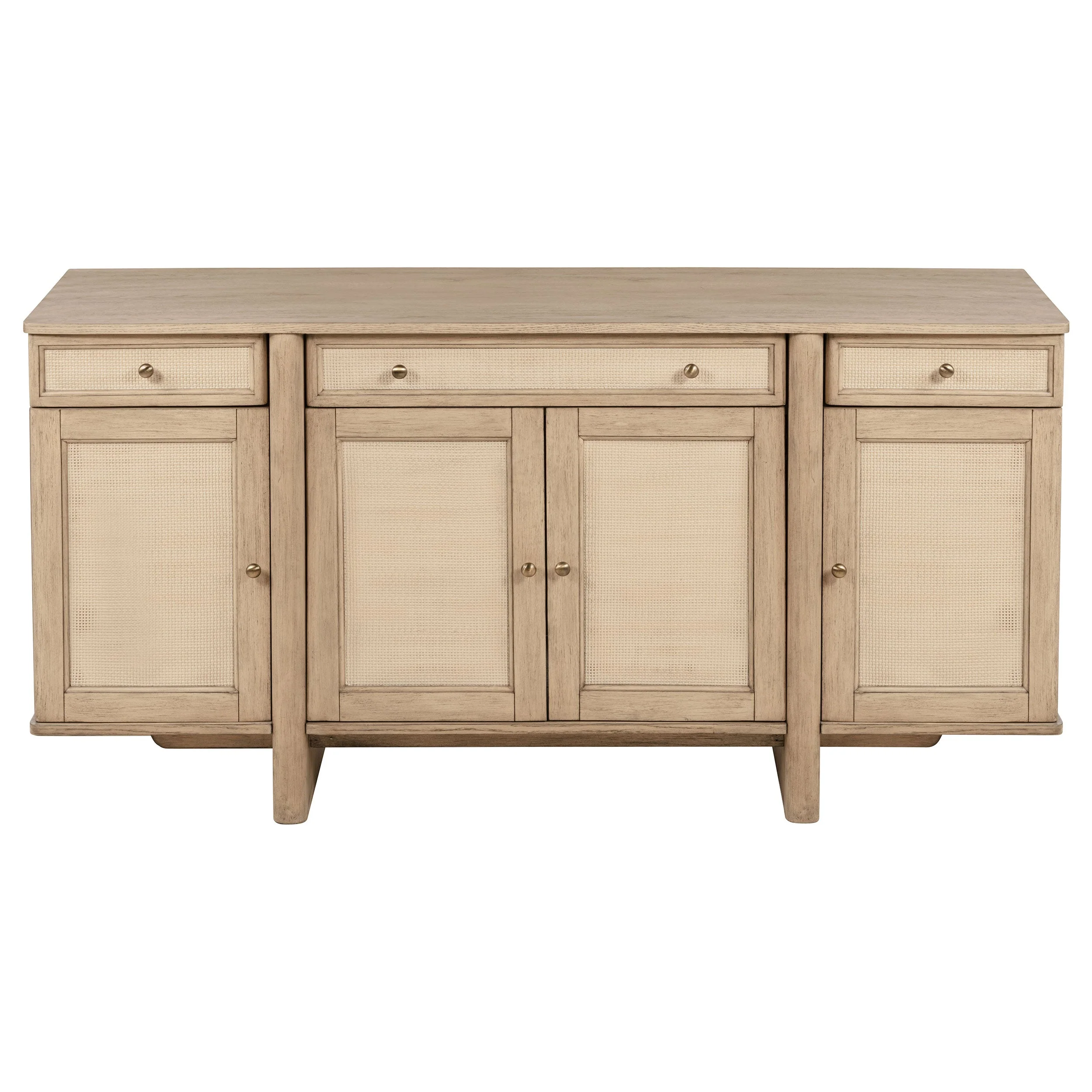 Kailani 4-door Cane Sideboard Buffet Cabinet Beige Oak - Image 4