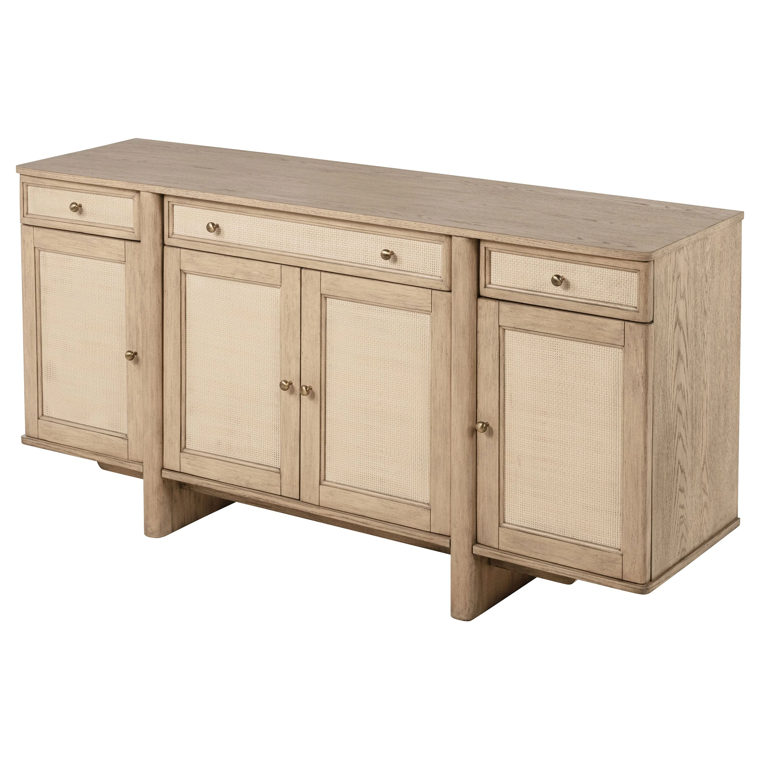 Kailani 4-door Cane Sideboard Buffet Cabinet Beige Oak - Image 6