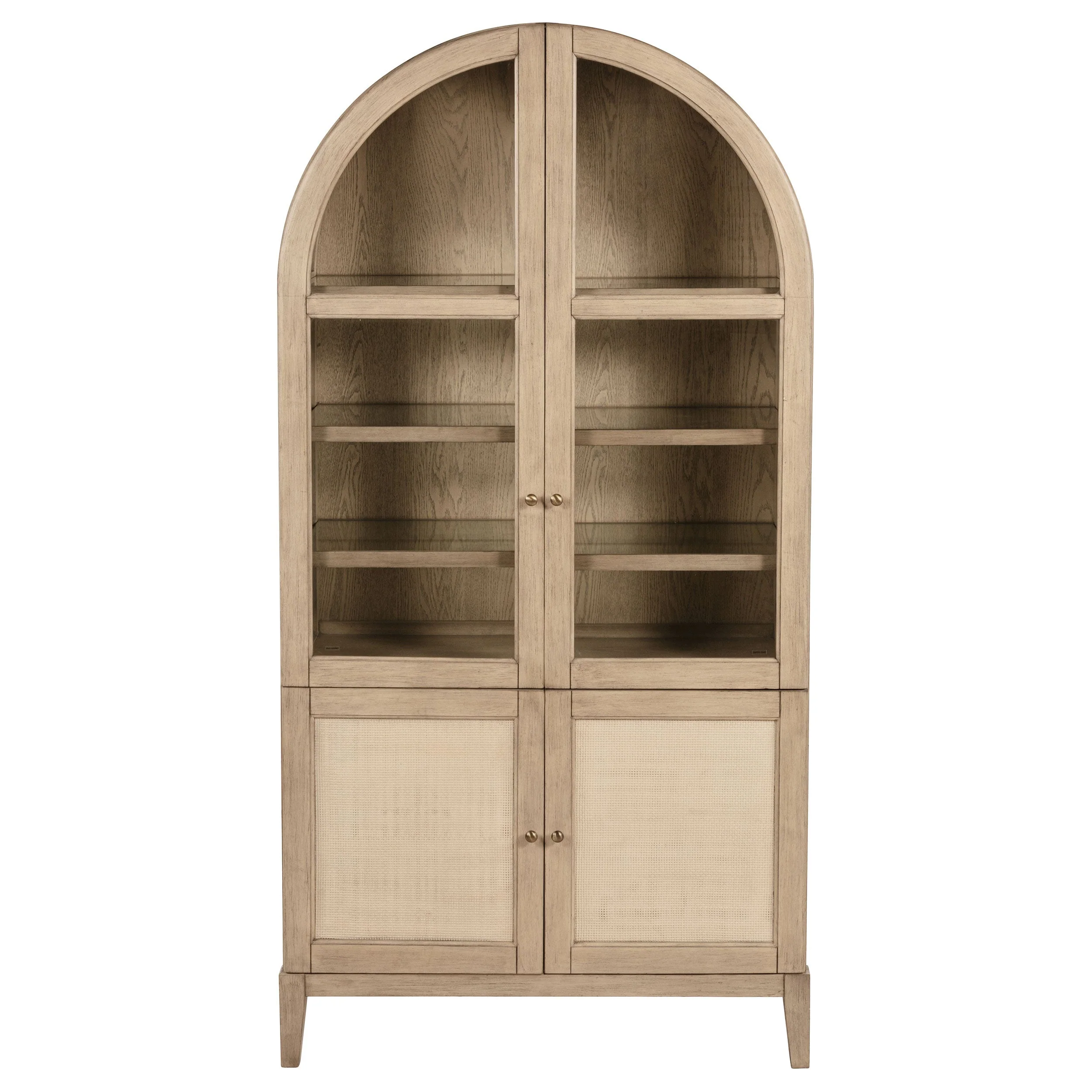 Kailani 4-Door Cane Dining Vitrine Display Cabinet Beige Oak - Image 4