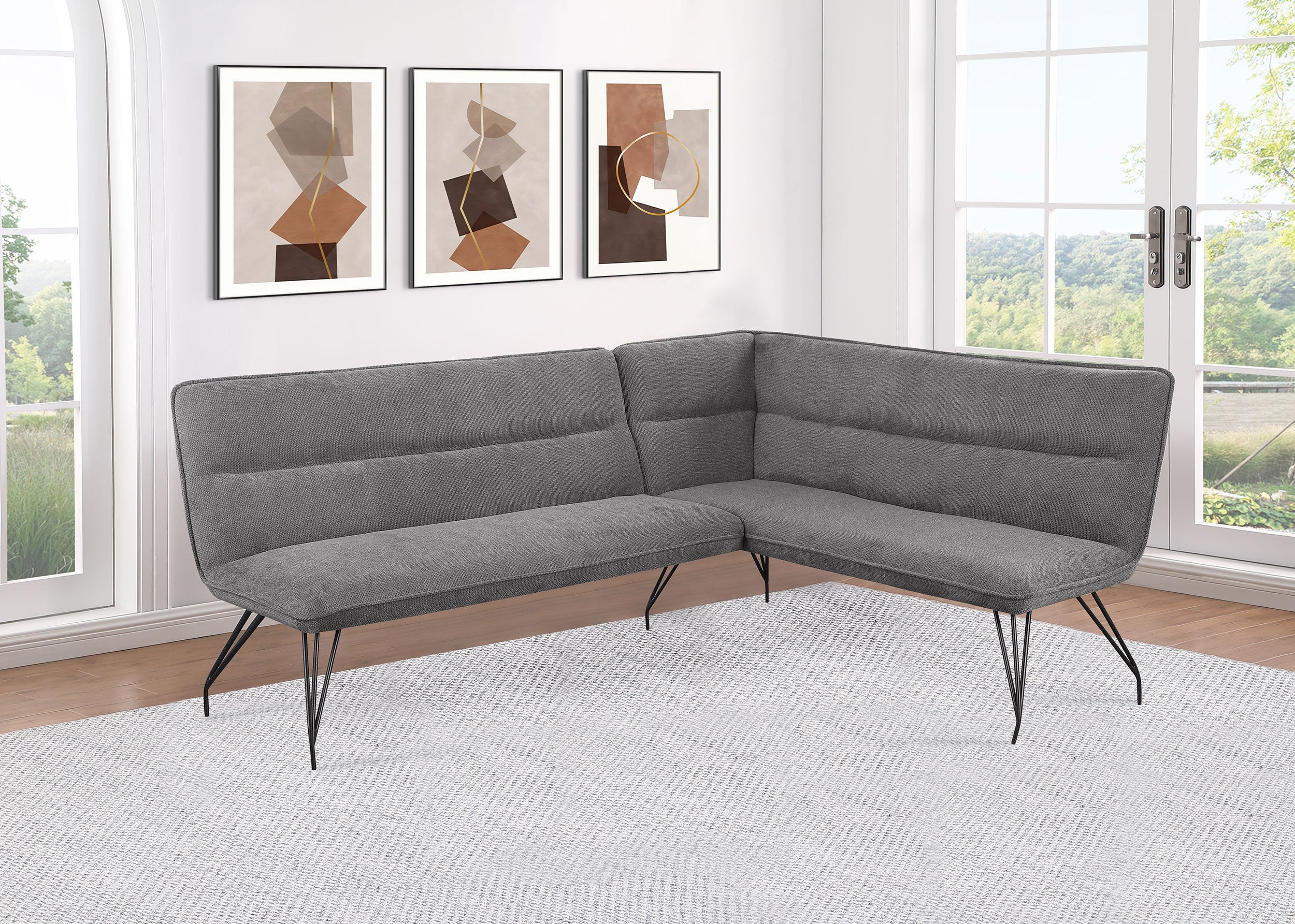 Dodson Fabric Upholstered L-Shaped Nook Dining Bench - Image 5