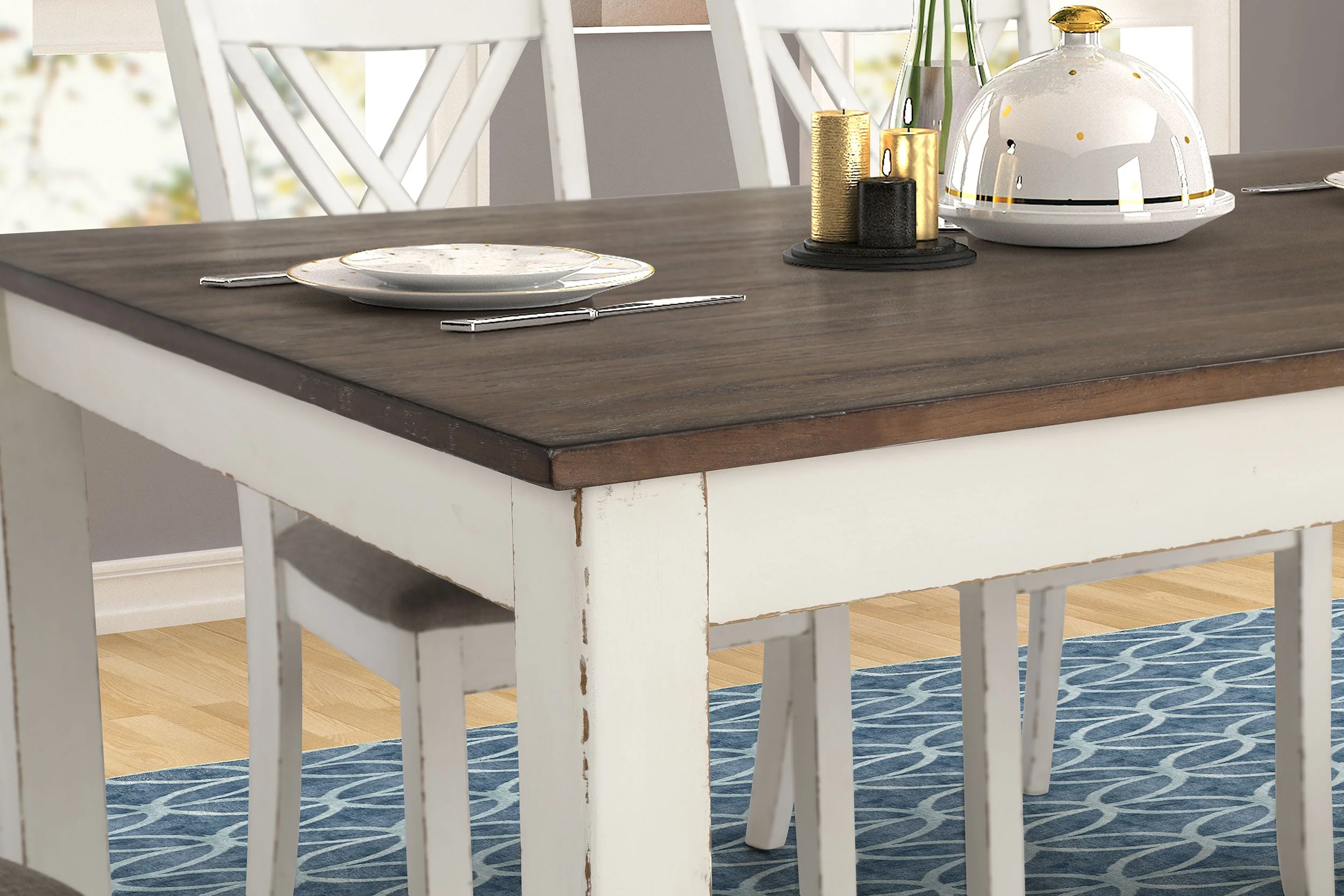 Fortress 7-piece Rectangular Dining Set Vintage Vanilla - Image 12