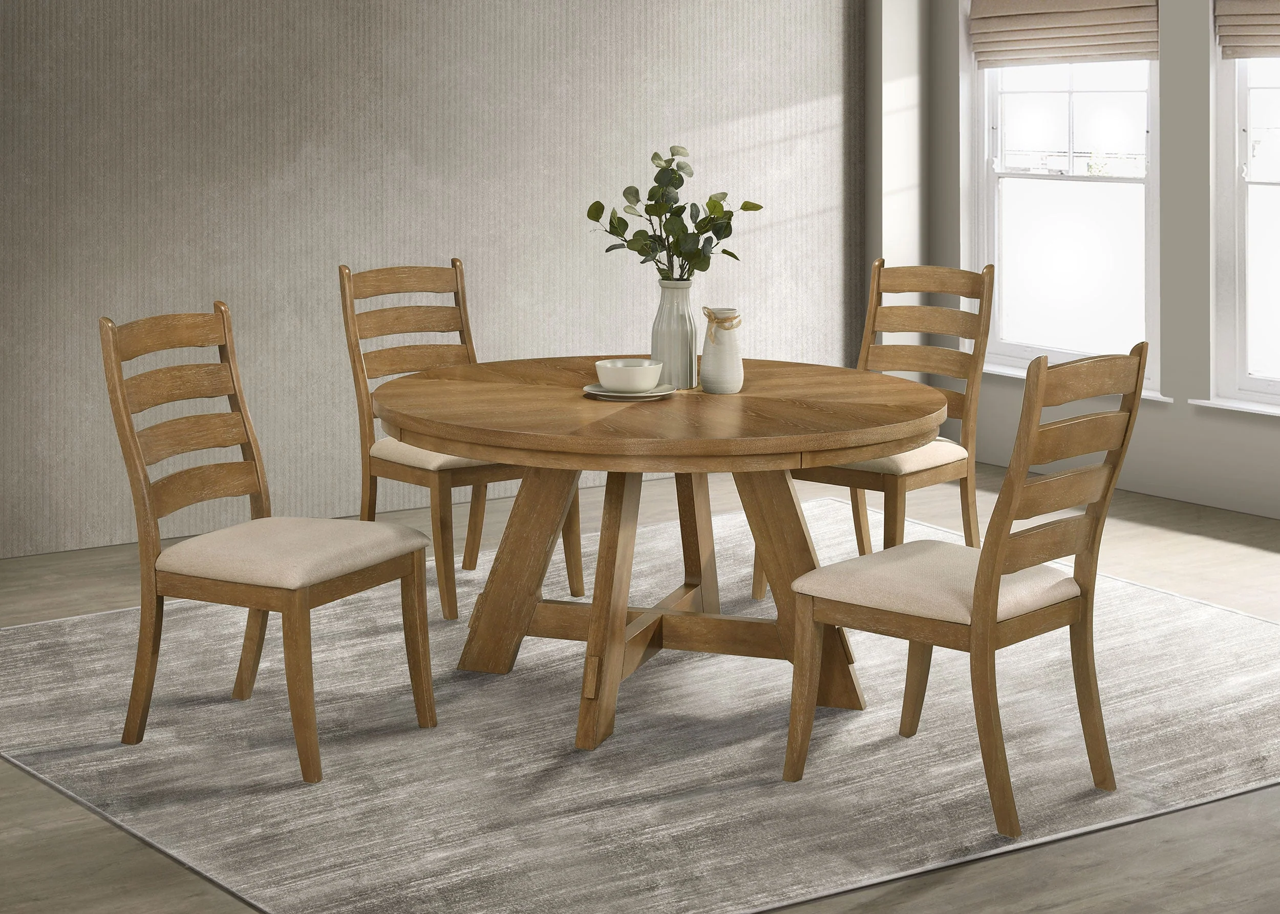 Danvers Round 54-inch Wood Dining Table Brown Oak - Image 9