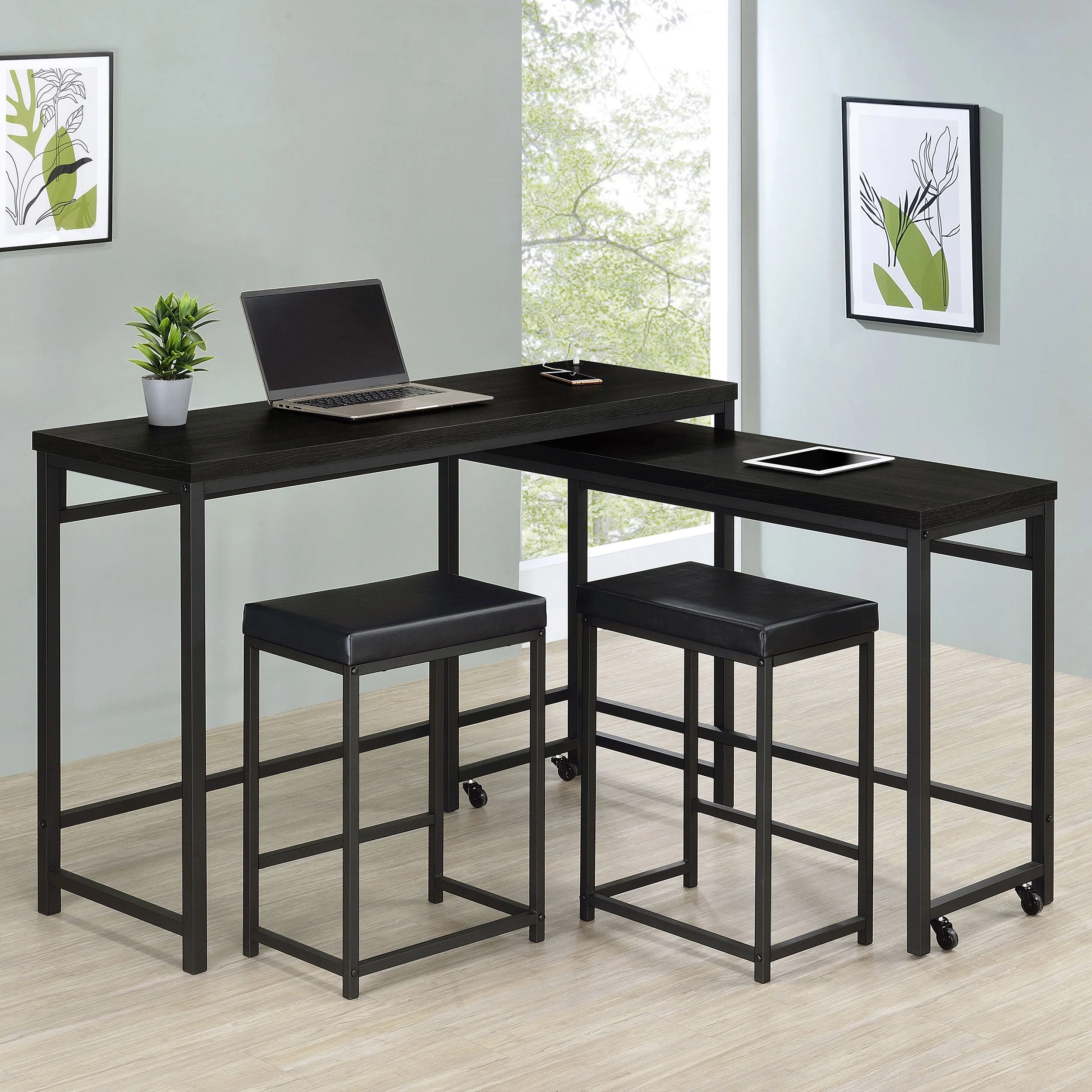 Hawes 4-piece Multipurpose Counter Height Table Set Black - Image 4