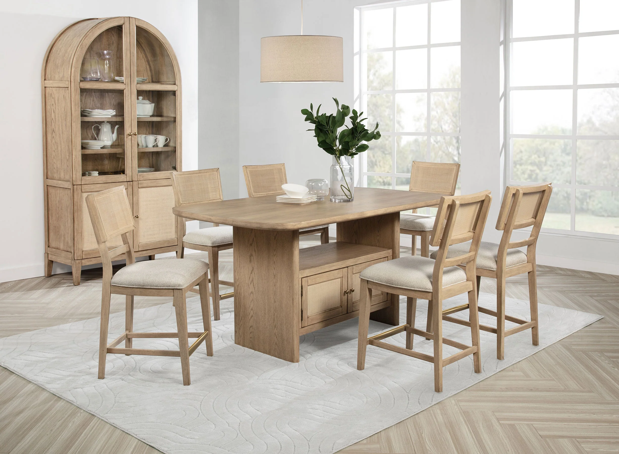 Kailani Wood Counter Height Dining Set Beige Oak - Image 4