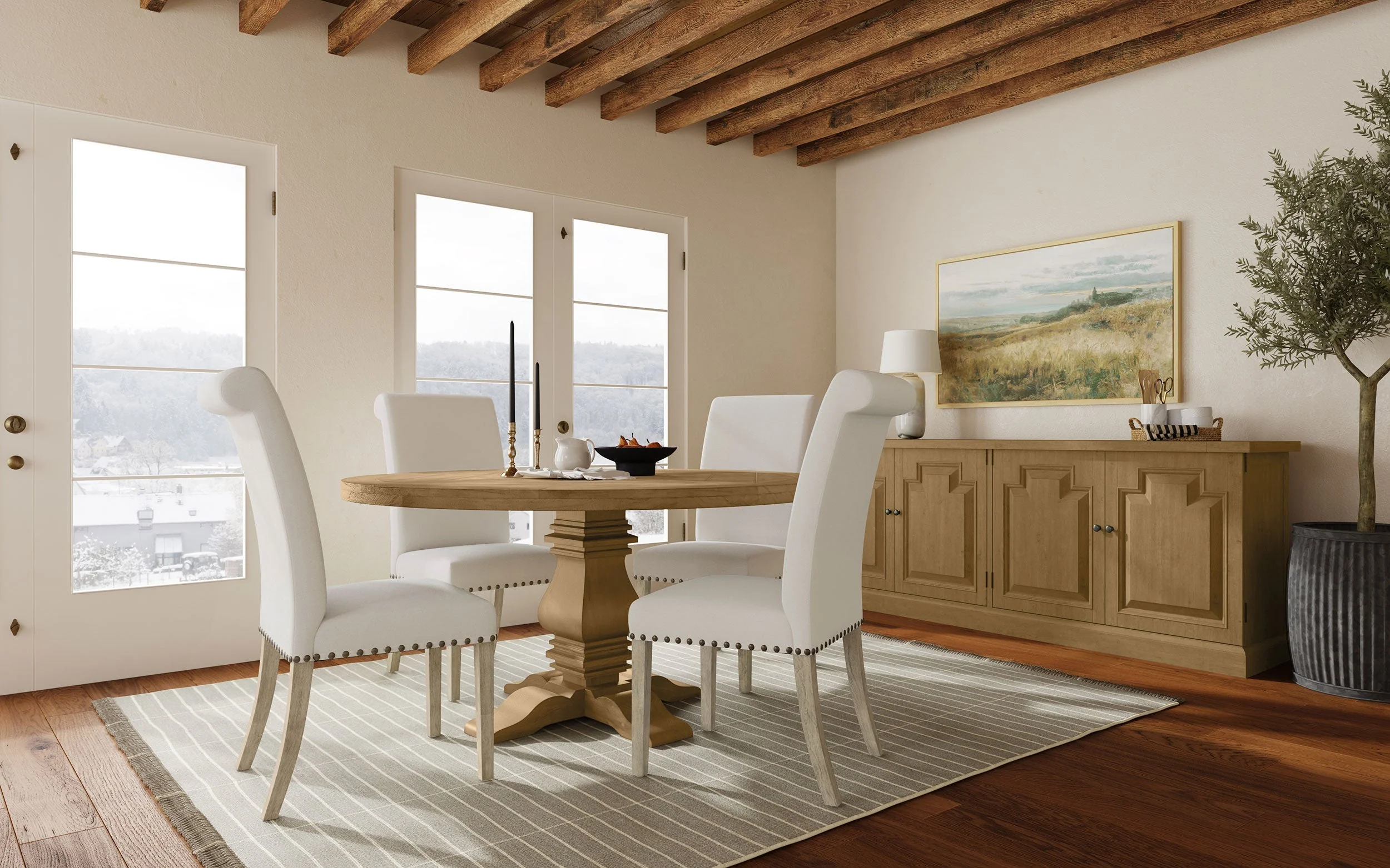 Florence Round 60-inch Wood Dining Table - Image 19