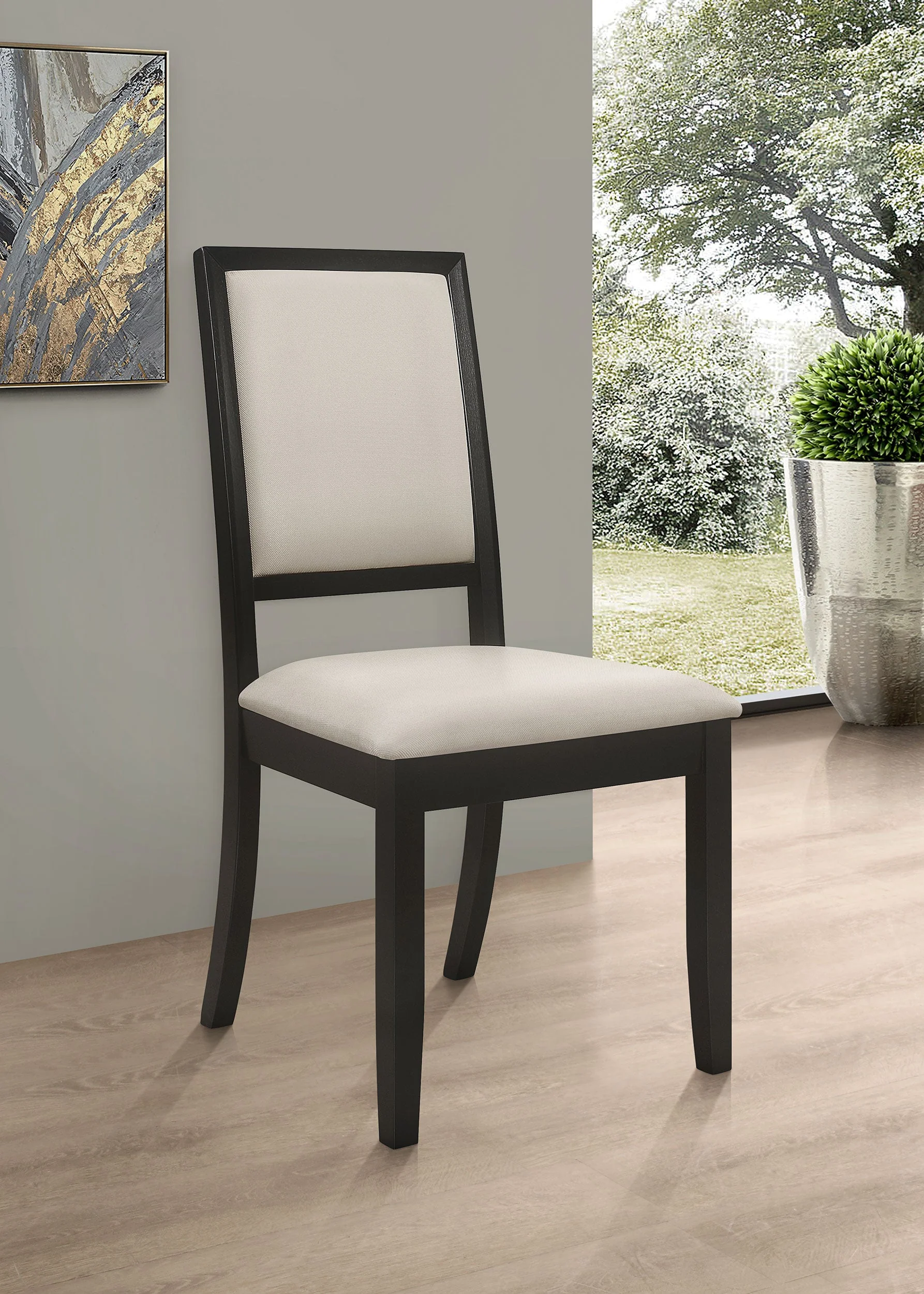 Louise Upholstered Wood Dining Side Chair Black (Set of 2) - Image 3