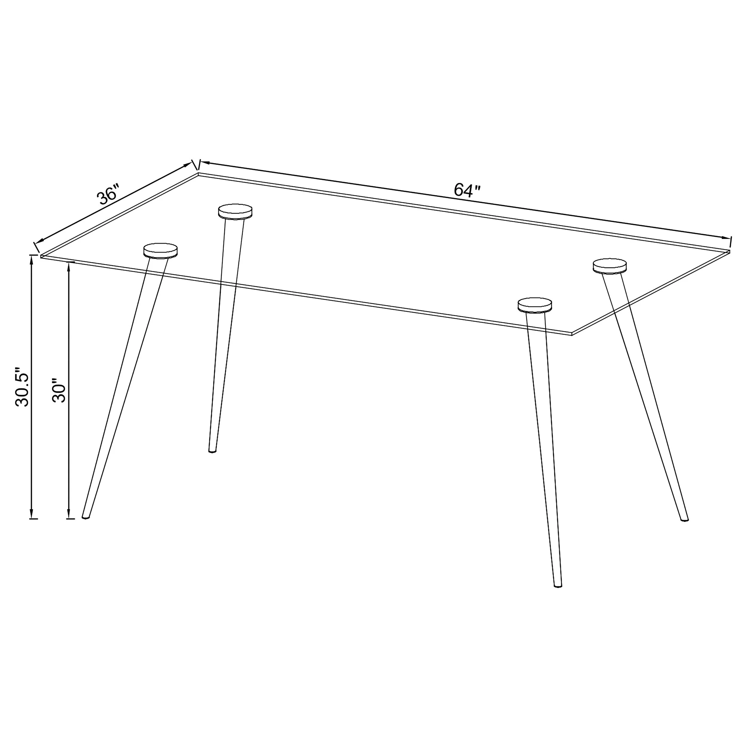Gilman Rectangular 64-inch Glass Top Dining Table - Image 11