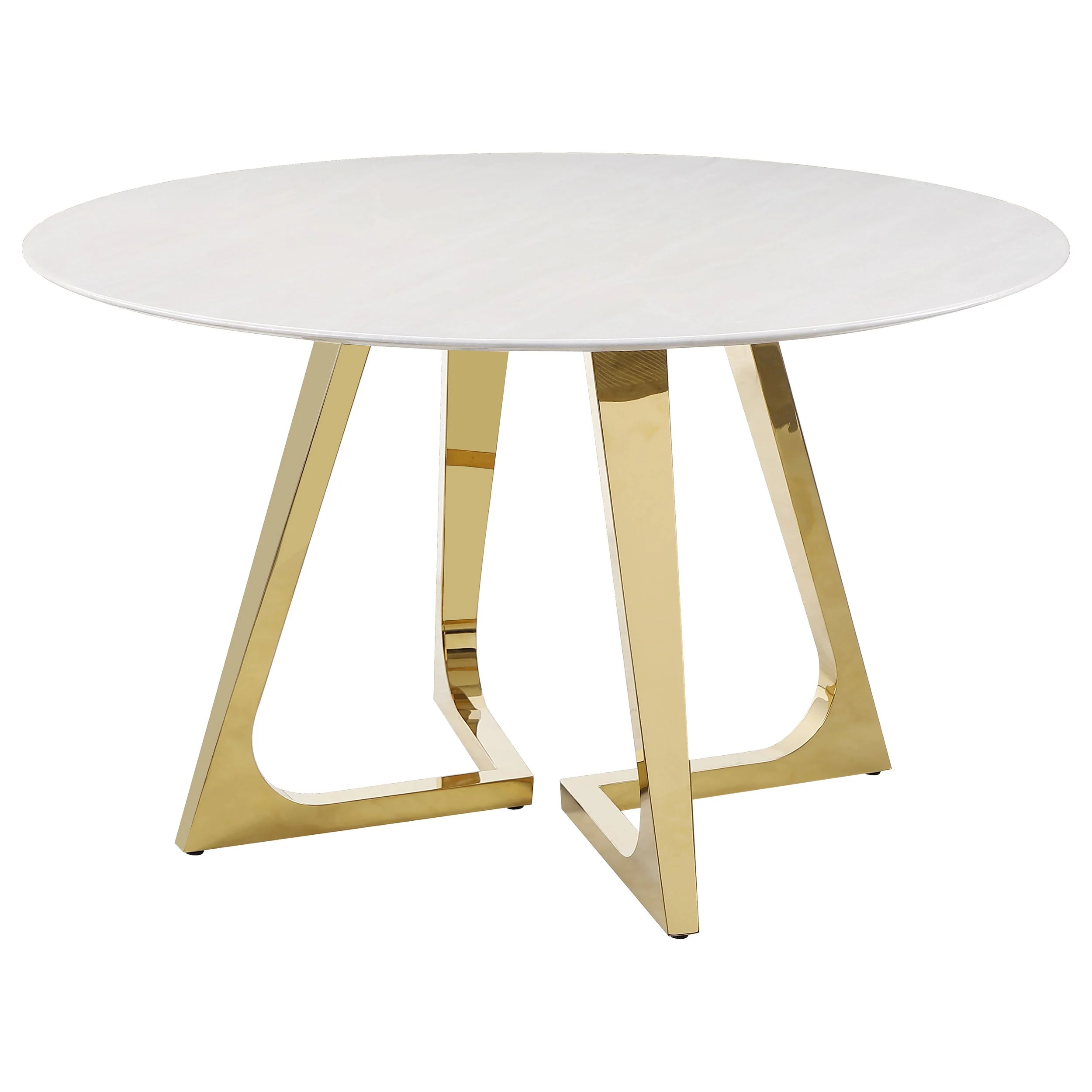 Gwynn Round 51-inch Marble Stainless Steel Dining Table Gold - Image 5