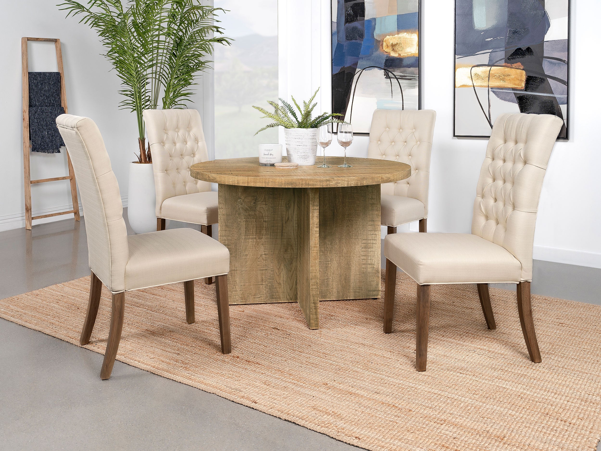Jamestown Round 47-inch Composite Wood Dining Table Mango - Image 10