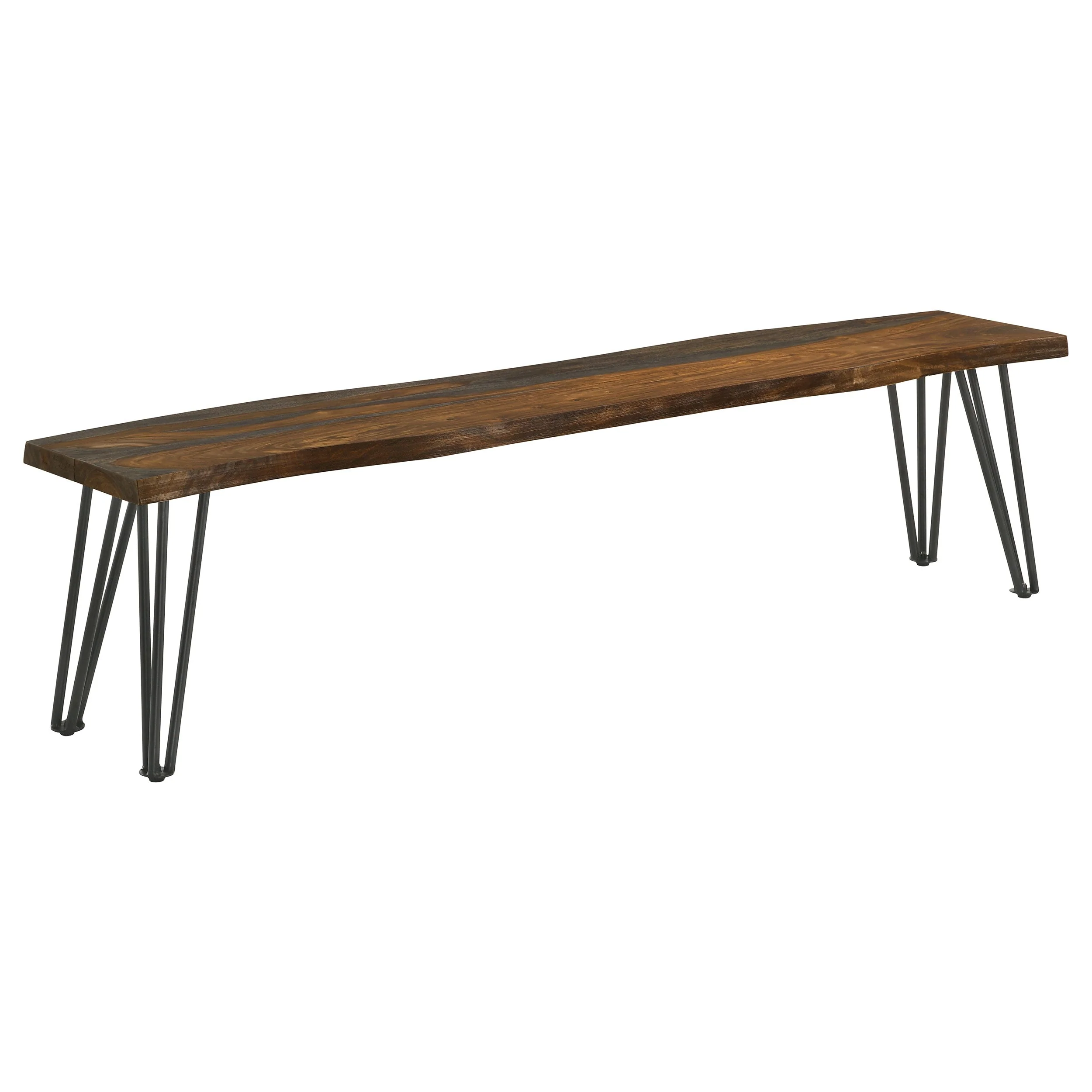 Neve Live Edge Wood Dining Bench Hairpin Legs Grey Sheesham - Image 2