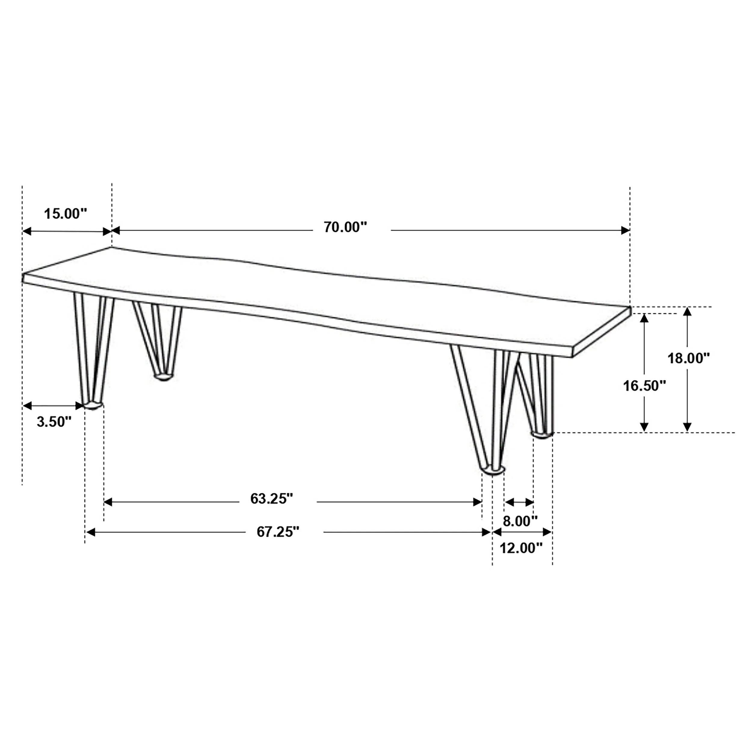 Neve Live Edge Wood Dining Bench Hairpin Legs Grey Sheesham - Image 7