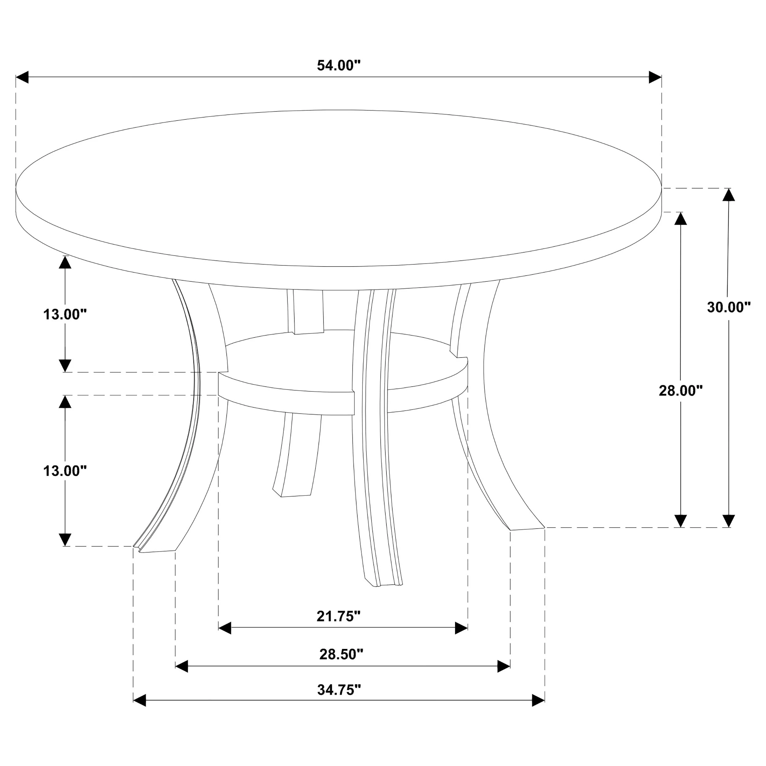Judd 54-inch Round Dining Wood Table with Shelf Pearl White - Image 7