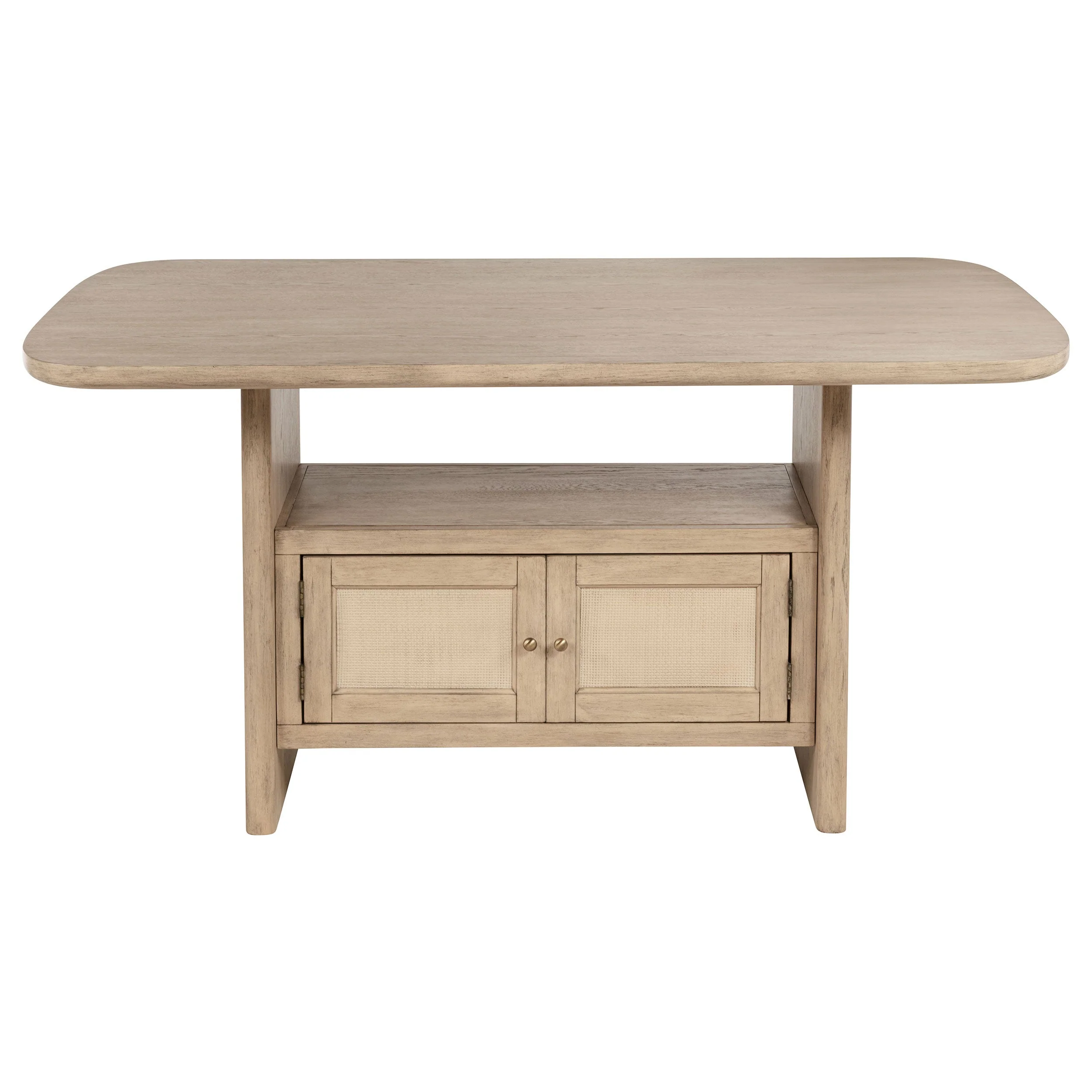 Kailani Cane Counter Height Storage Dining Table Beige Oak - Image 4