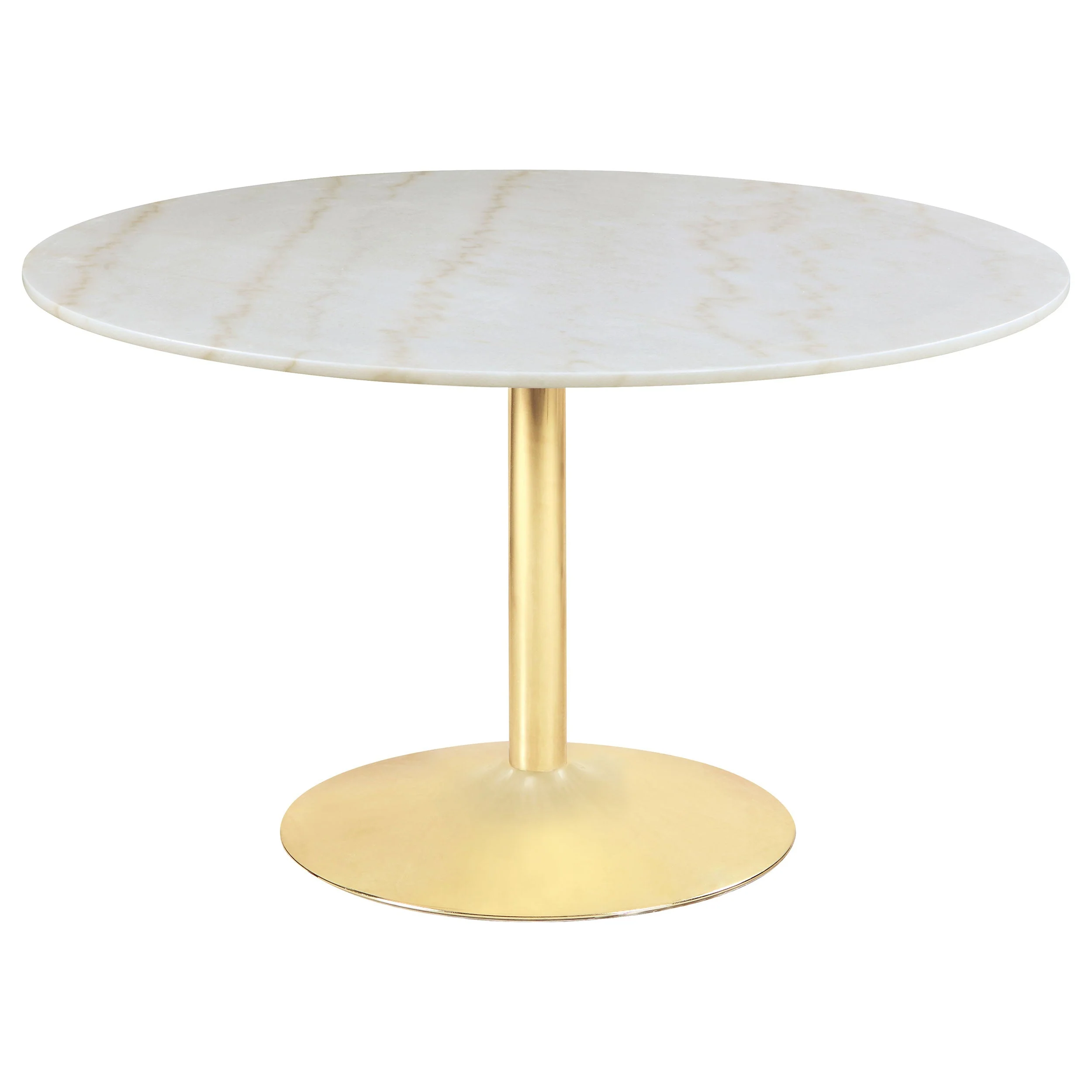 Kella Round 50-inch Marble Top Dining Table White Marble - Image 2