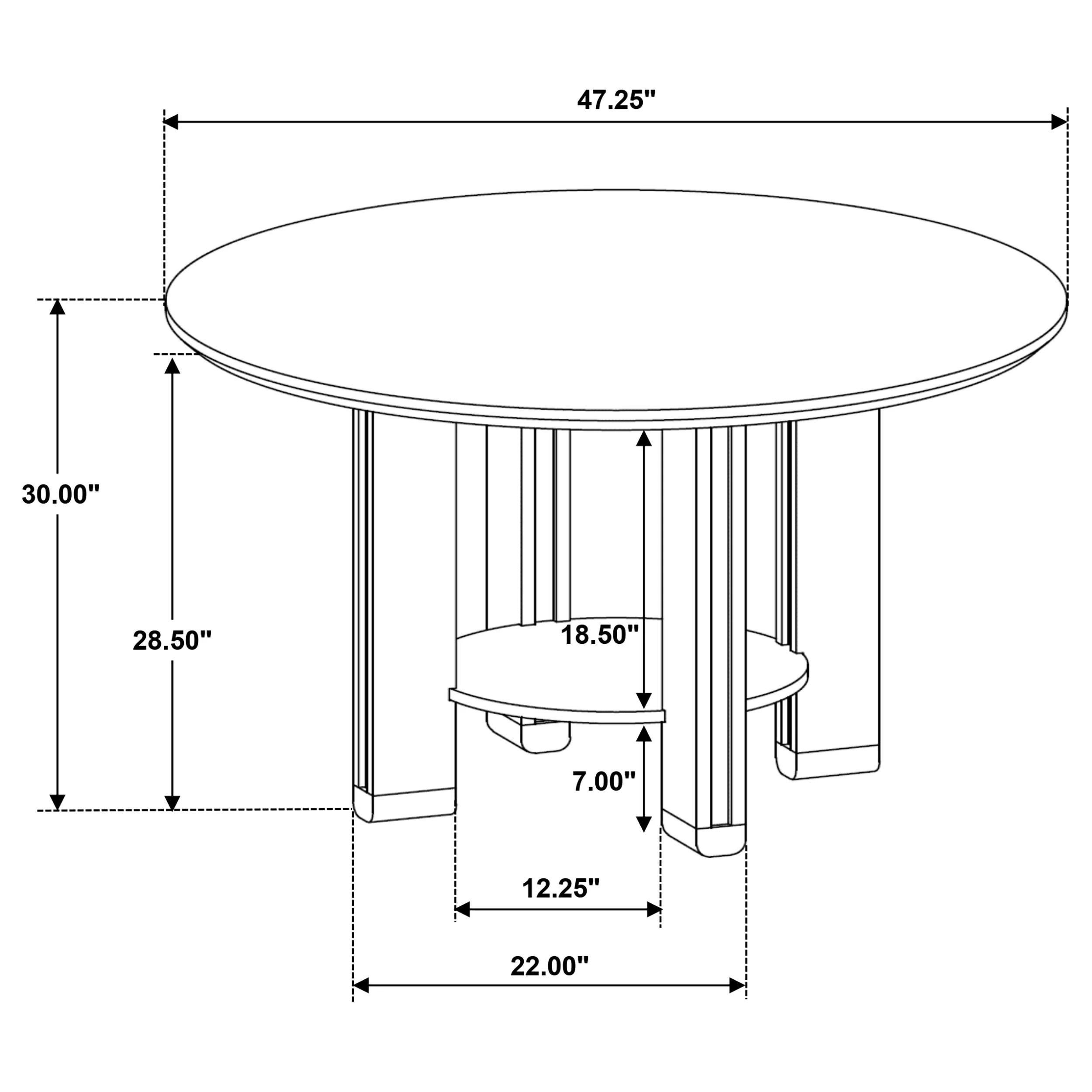 Ottowa 47-inch Round Wood Dining Table with Shelf Brown - Image 8