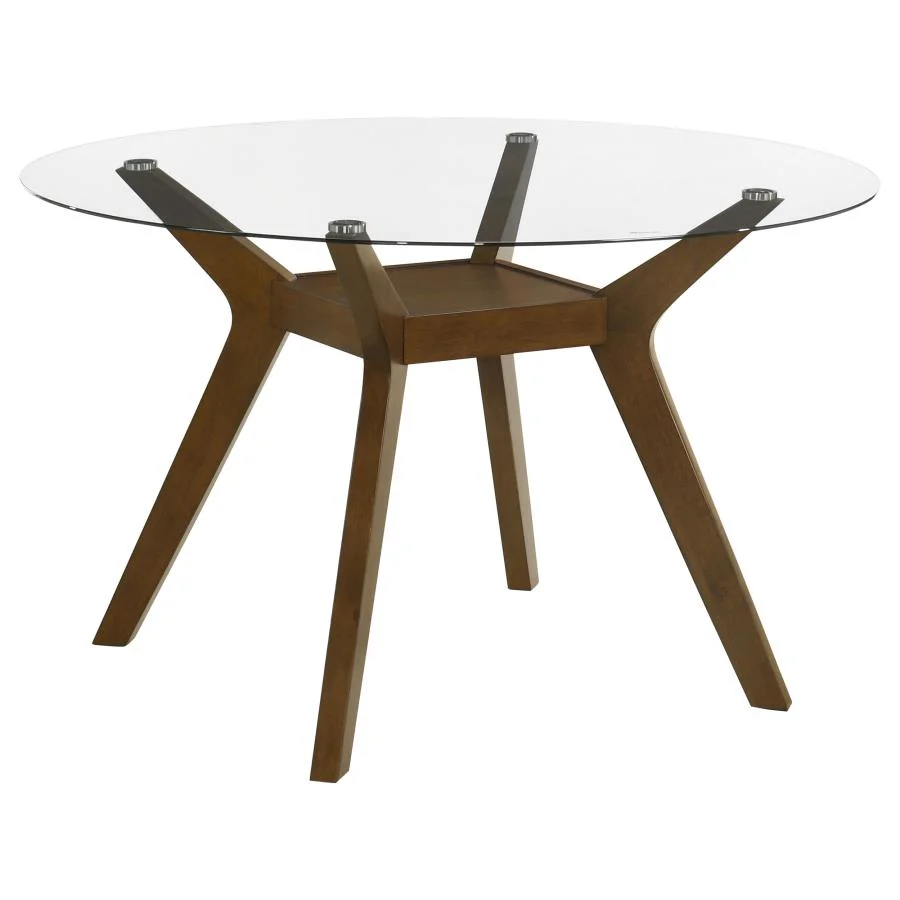 Paxton Round 48-inch Glass Top Wood Dining Table Brown - Image 2