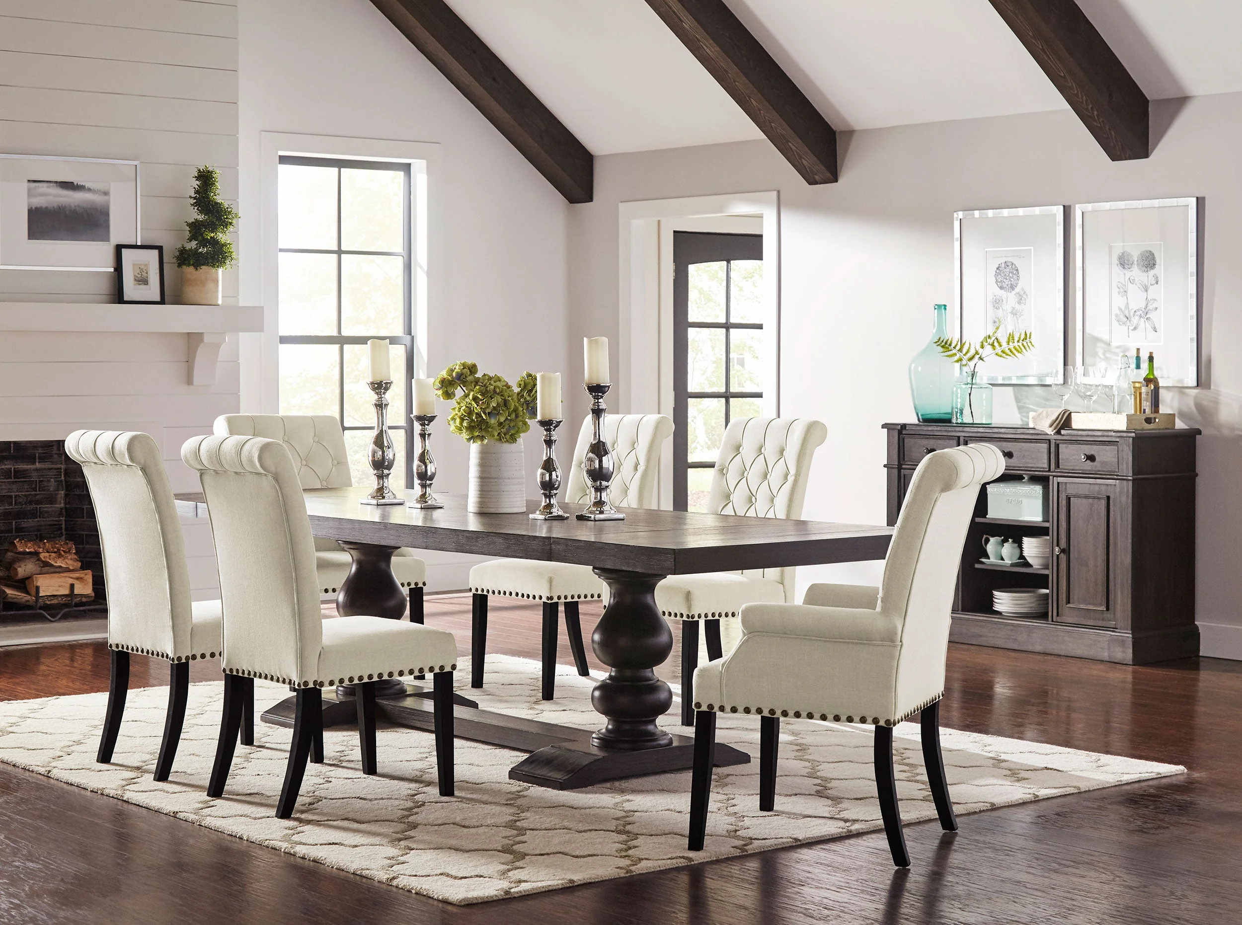 Phelps 123-inch Extension Leaf Dining Table Distressed Noir - Image 9