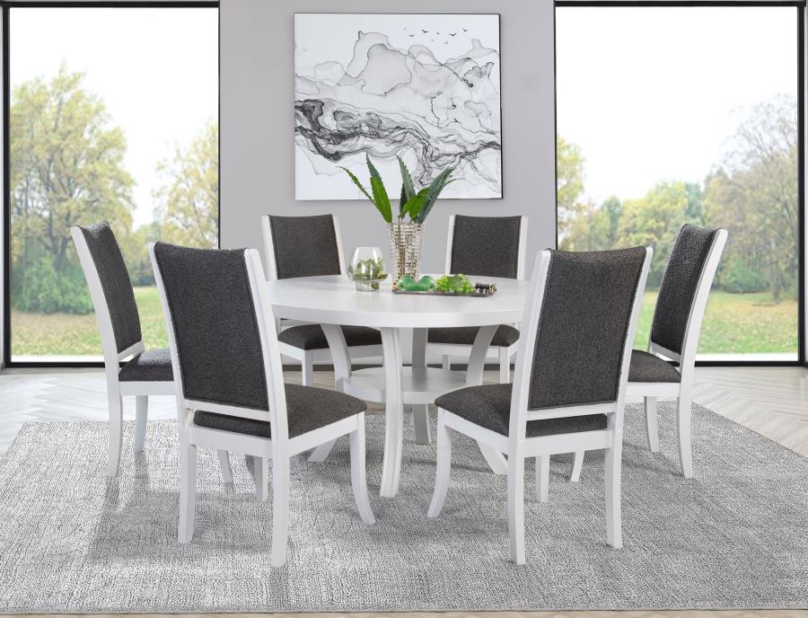 Judd 54-inch Round Wood Dining Table Set Pearl - Image 2