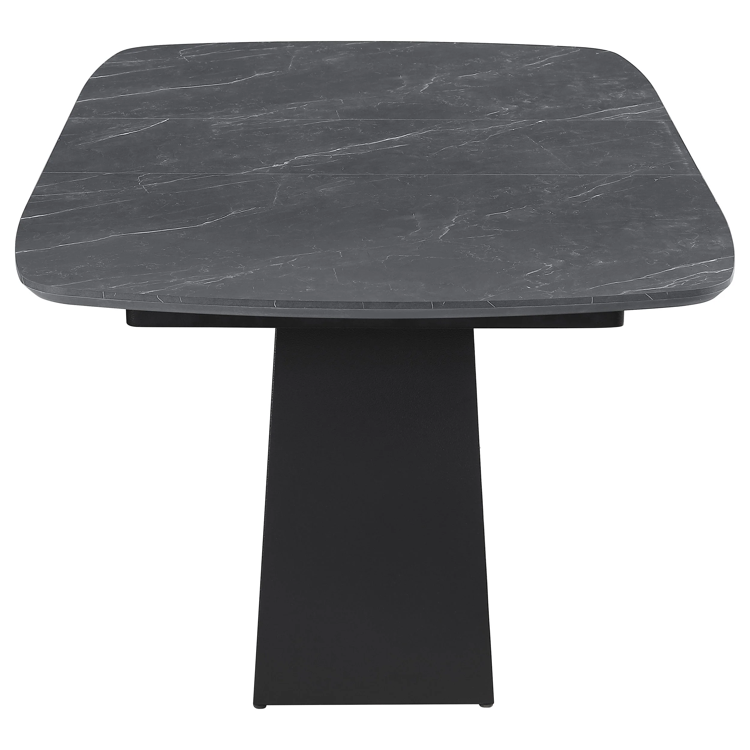 Potero 73-inch Faux Marble Extension Leaf Dining Table Black - Image 7