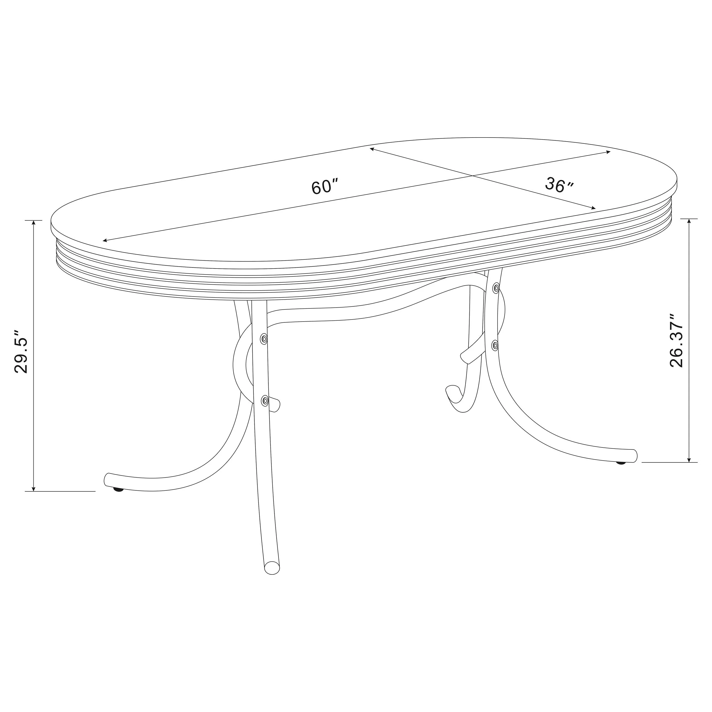 Retro Oval 60-inch Wood Top Dining Table White and Chrome - Image 6