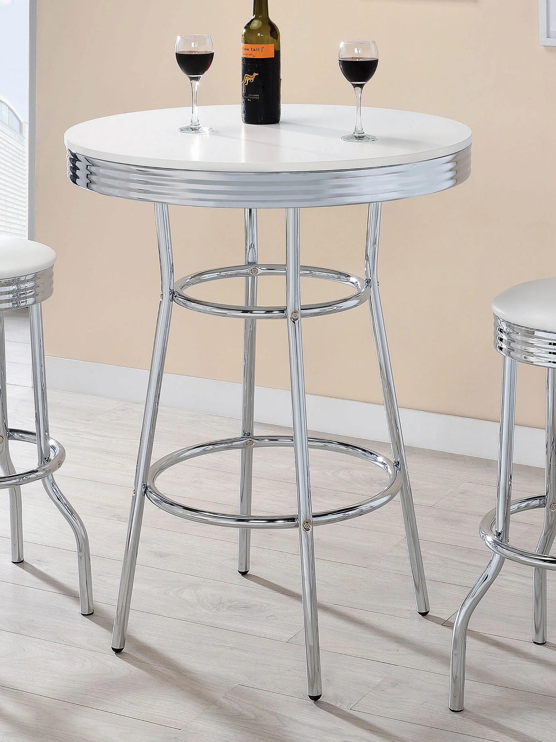 Retro Round 30-inch 1950's Bistro Pub Height Bar Table - Image 5