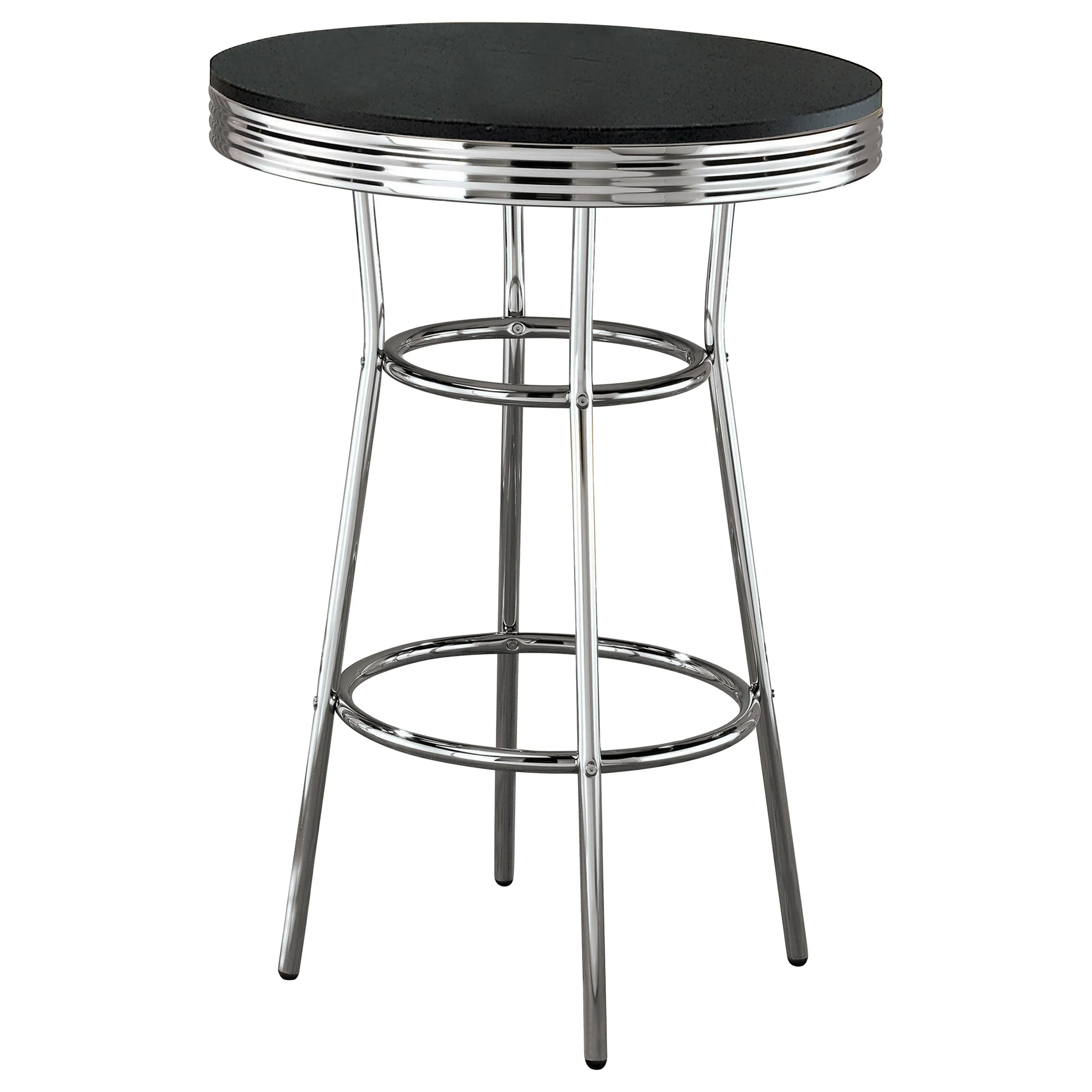 Retro Round 1950s Bistro Pub Bar Table Set - Image 8
