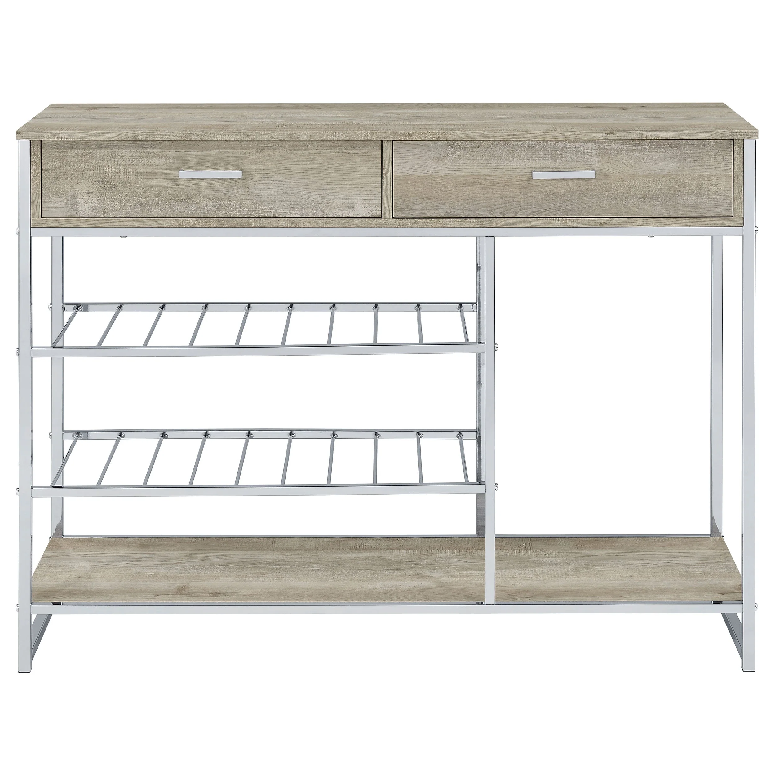 Melrose 2-drawer Home Bar Storage with Wine Rack Grey - Image 5