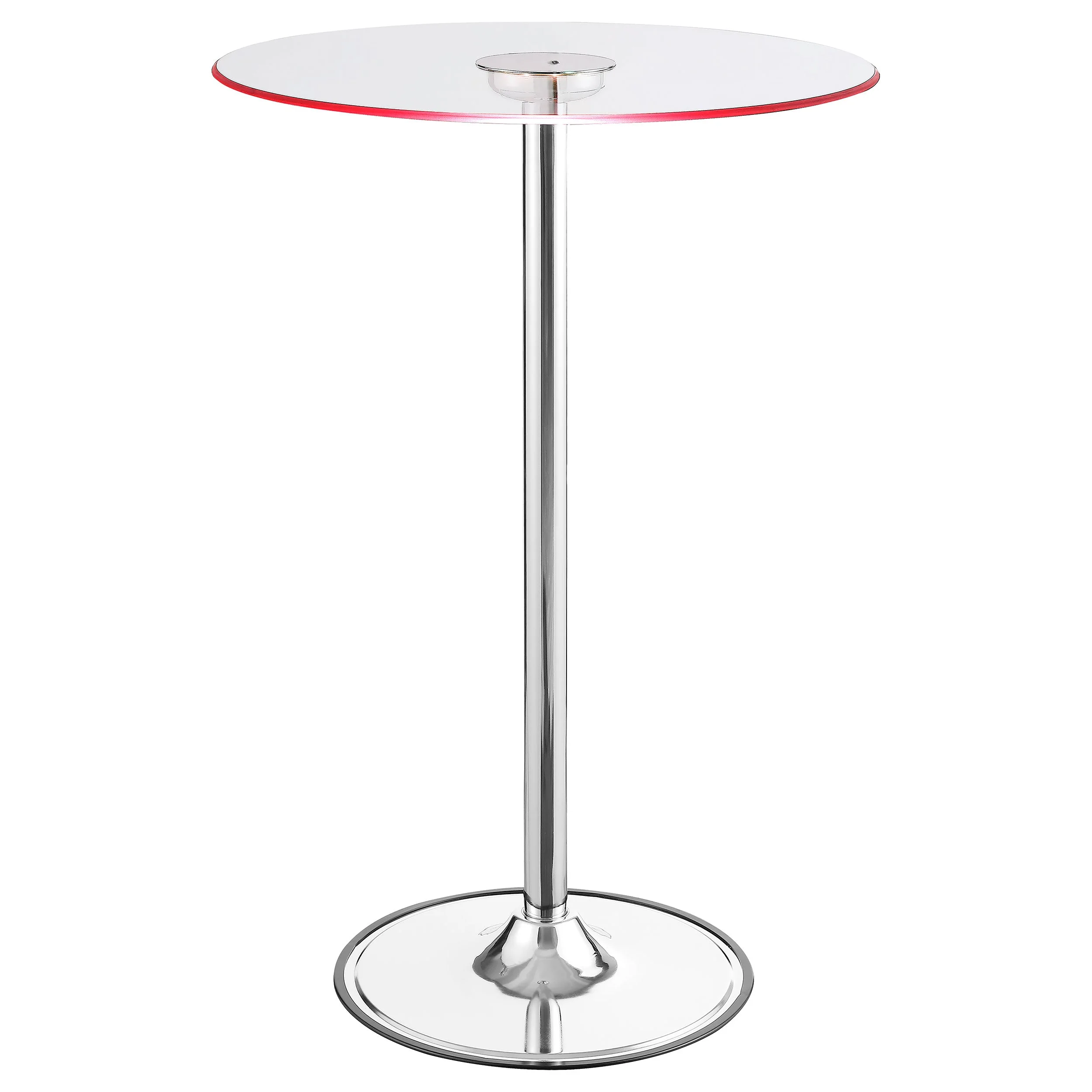 Thea Round 28-inch Glass Top LED Bistro Bar Table Chrome - Image 4