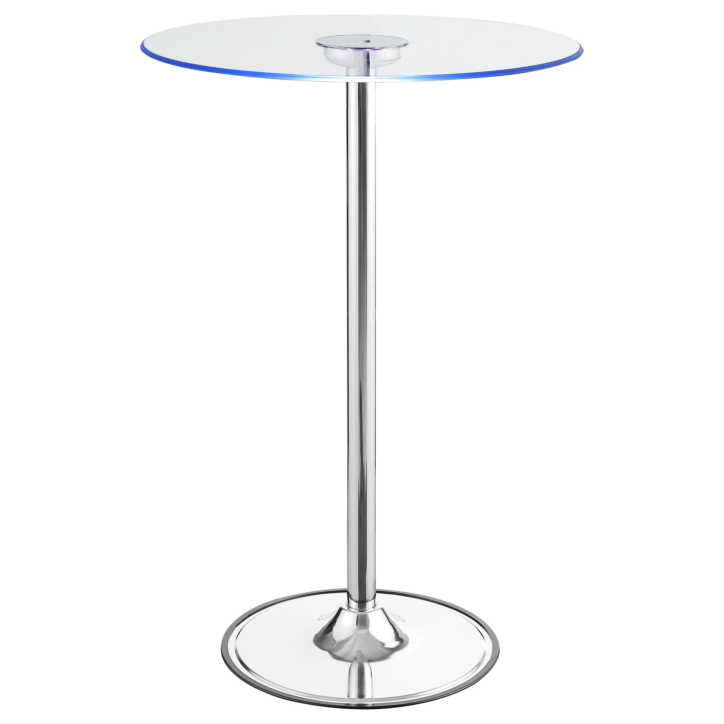 Thea Round 28-inch Glass Top LED Bistro Bar Table Chrome - Image 5