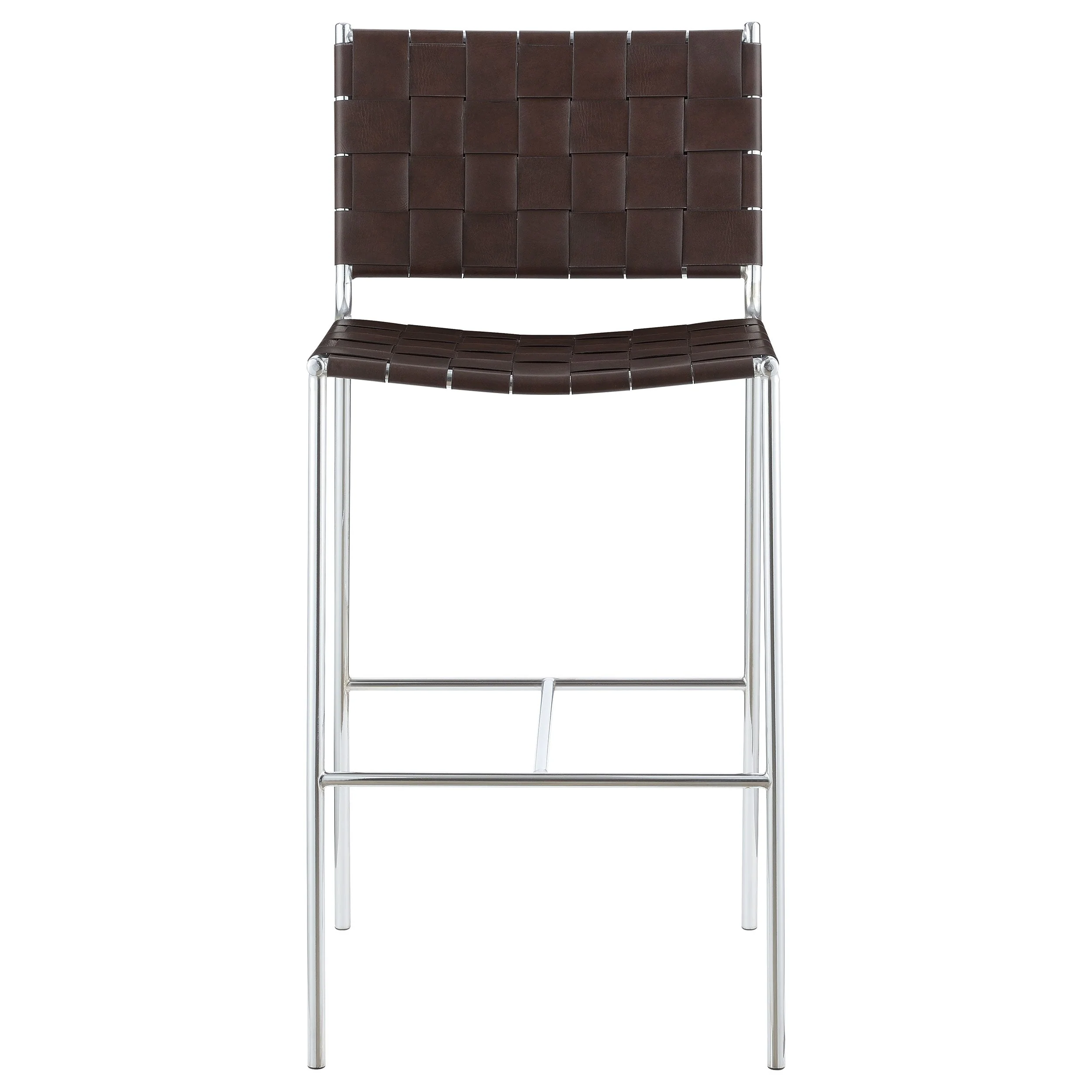 Adelaide Upholstered Pub Height Bar Stool Brown and Chrome - Image 4