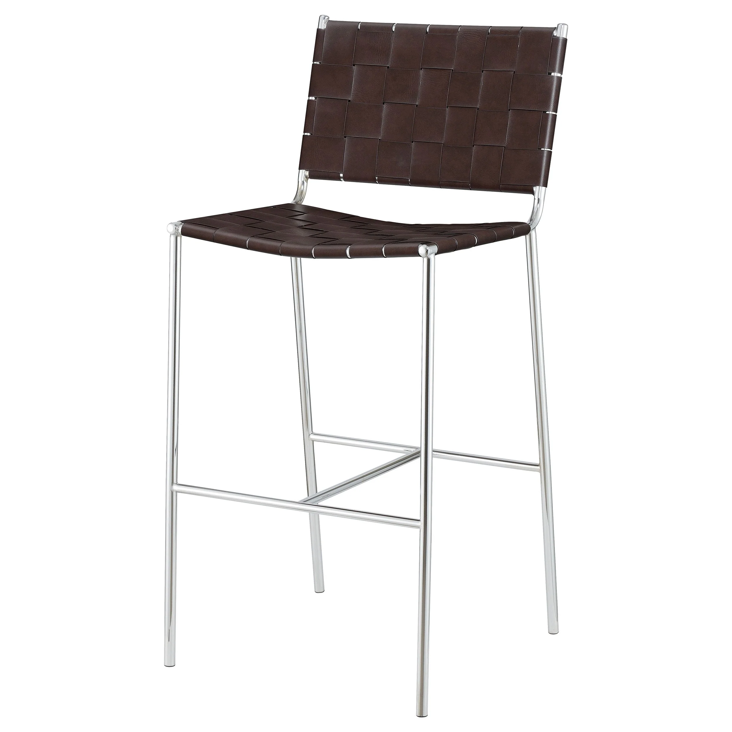 Adelaide Upholstered Pub Height Bar Stool Brown and Chrome - Image 5