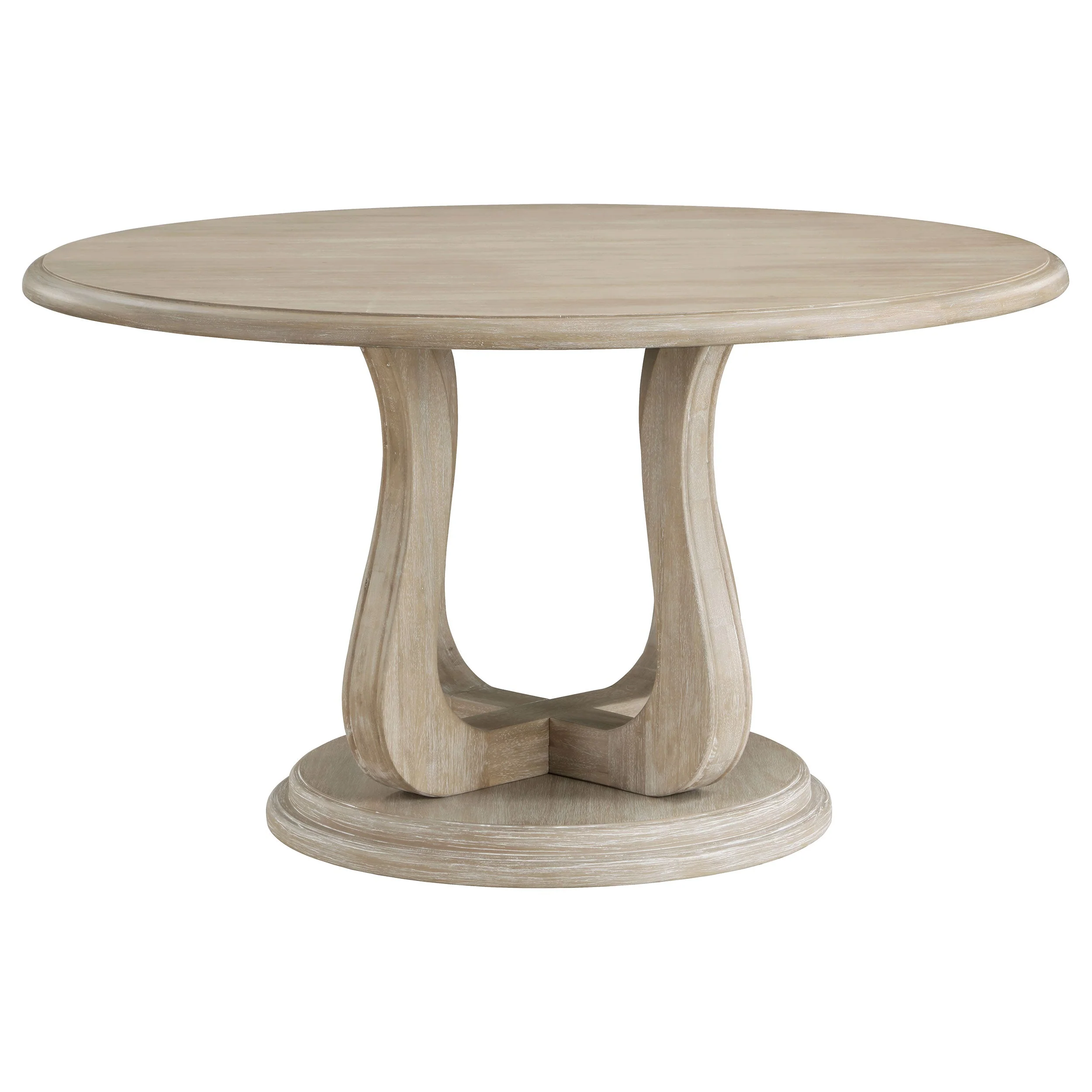 Trofello Round 60-inch Pedestal Dining Table White Washed - Image 4