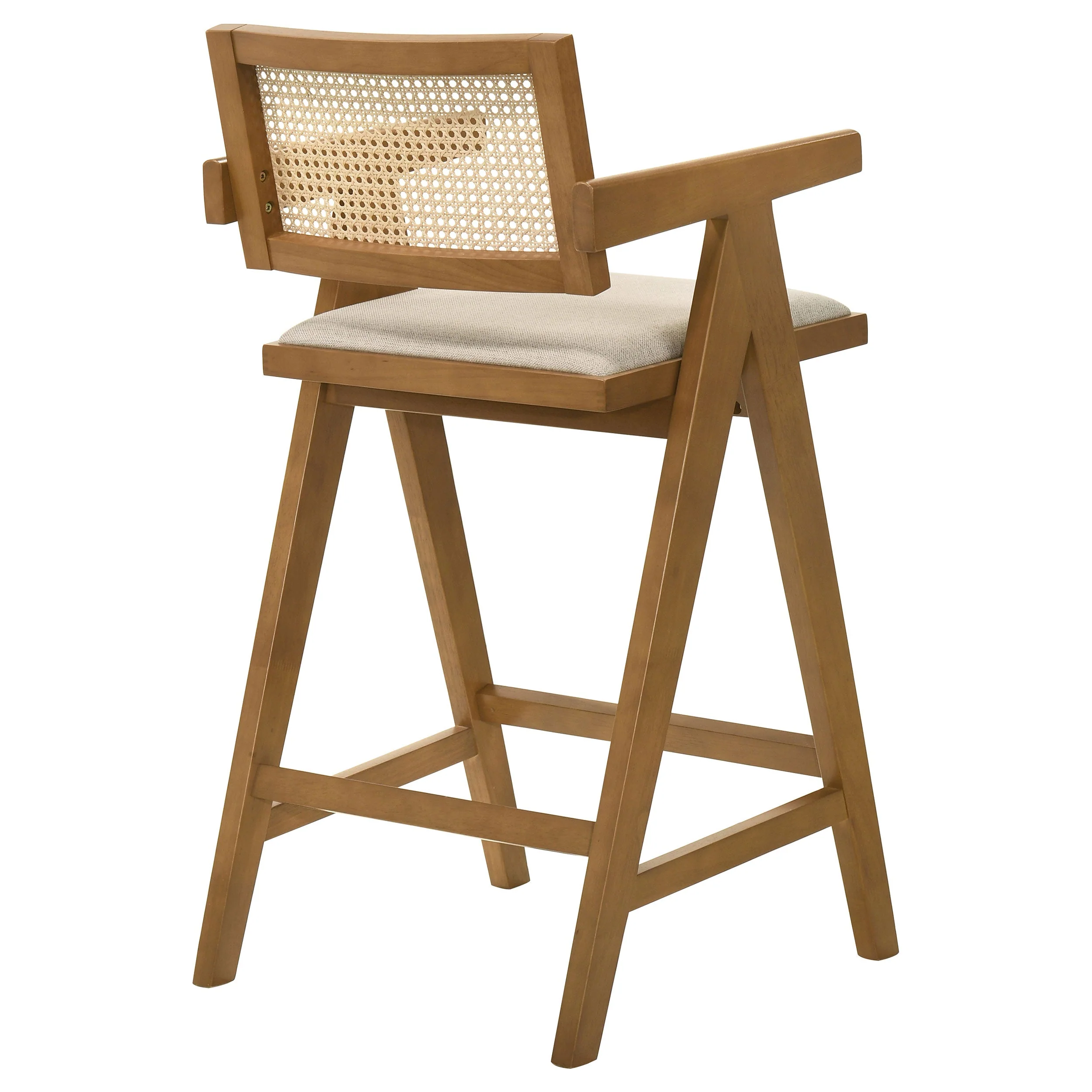 Kane Woven Rattan Wood Bar Chair Light Walnut (Set of 2) - Image 9