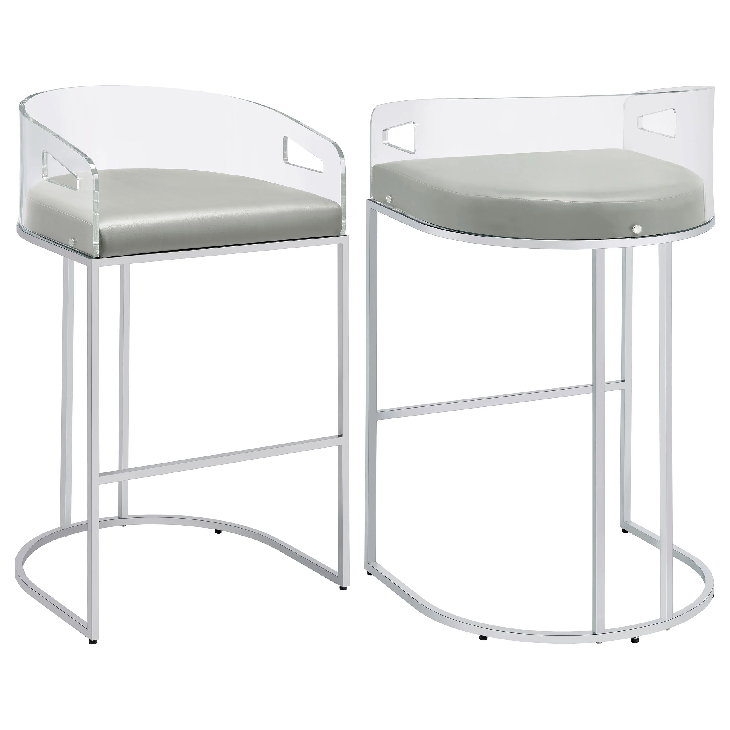 Thermosolis Clear Acrylic Bar Chair Chrome (Set of 2) - Image 2