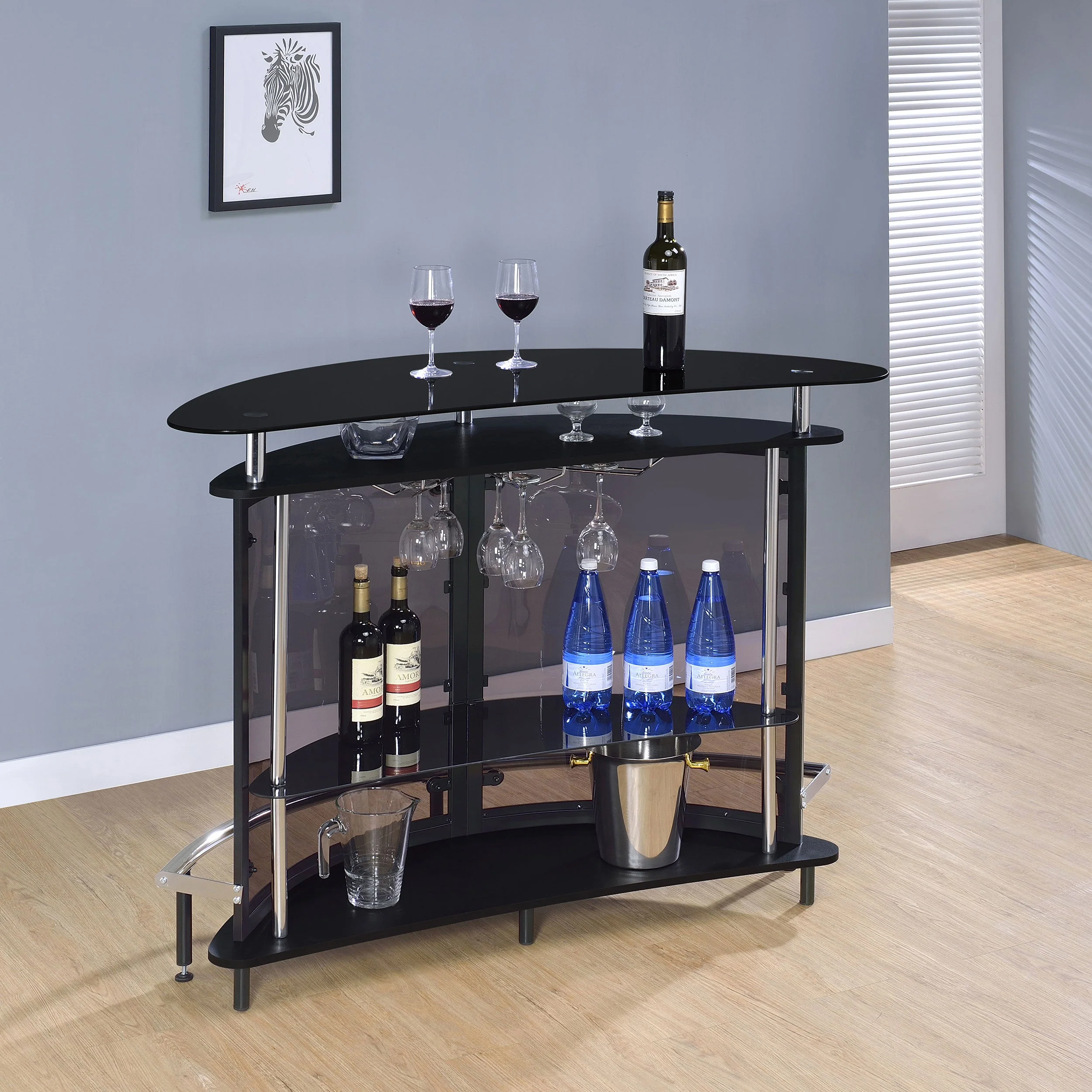 Amarillo Freestanding Glass Top Home Bar Wine Cabinet - Image 8