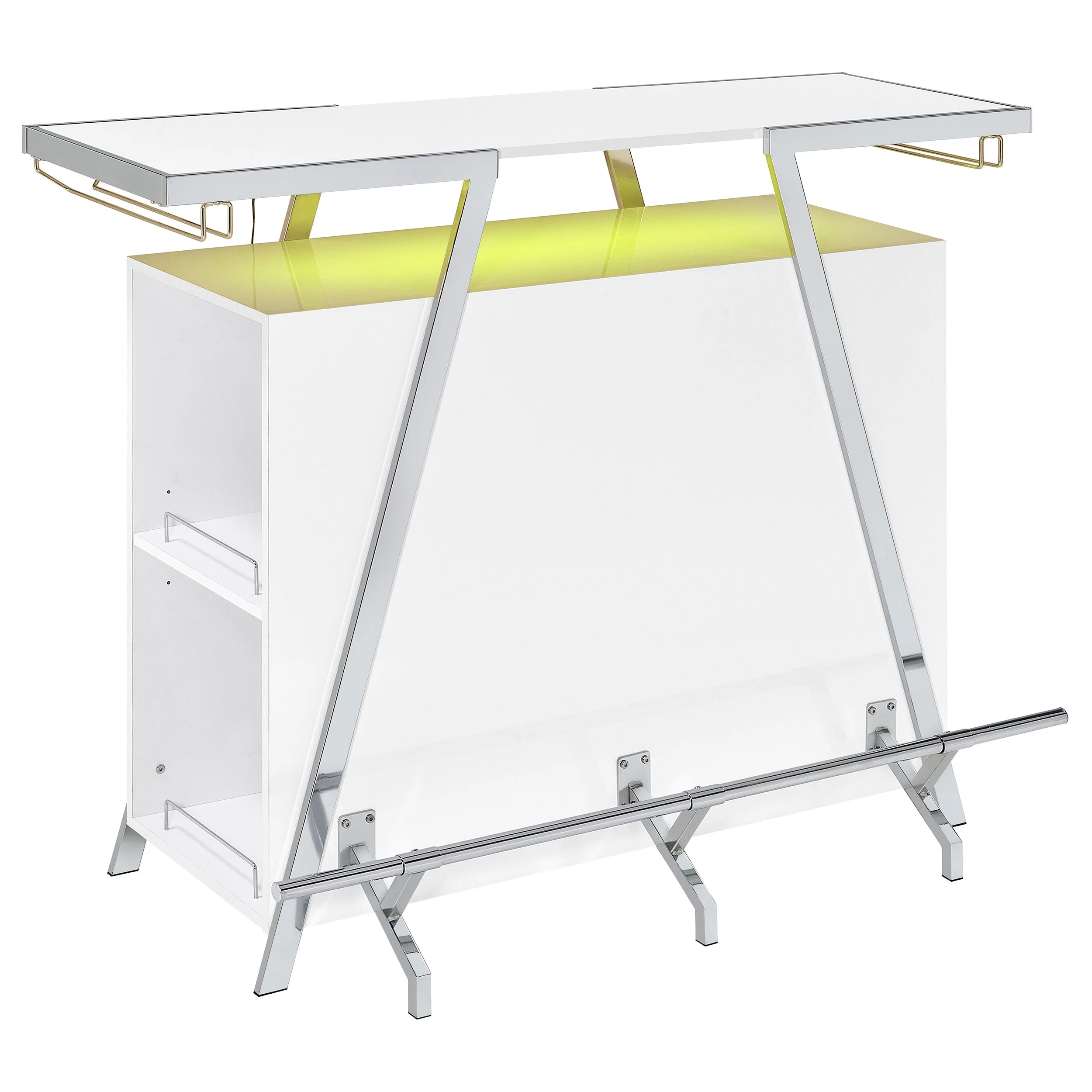 Araceli Freestanding LED Home Bar Cabinet White High Gloss - Image 12