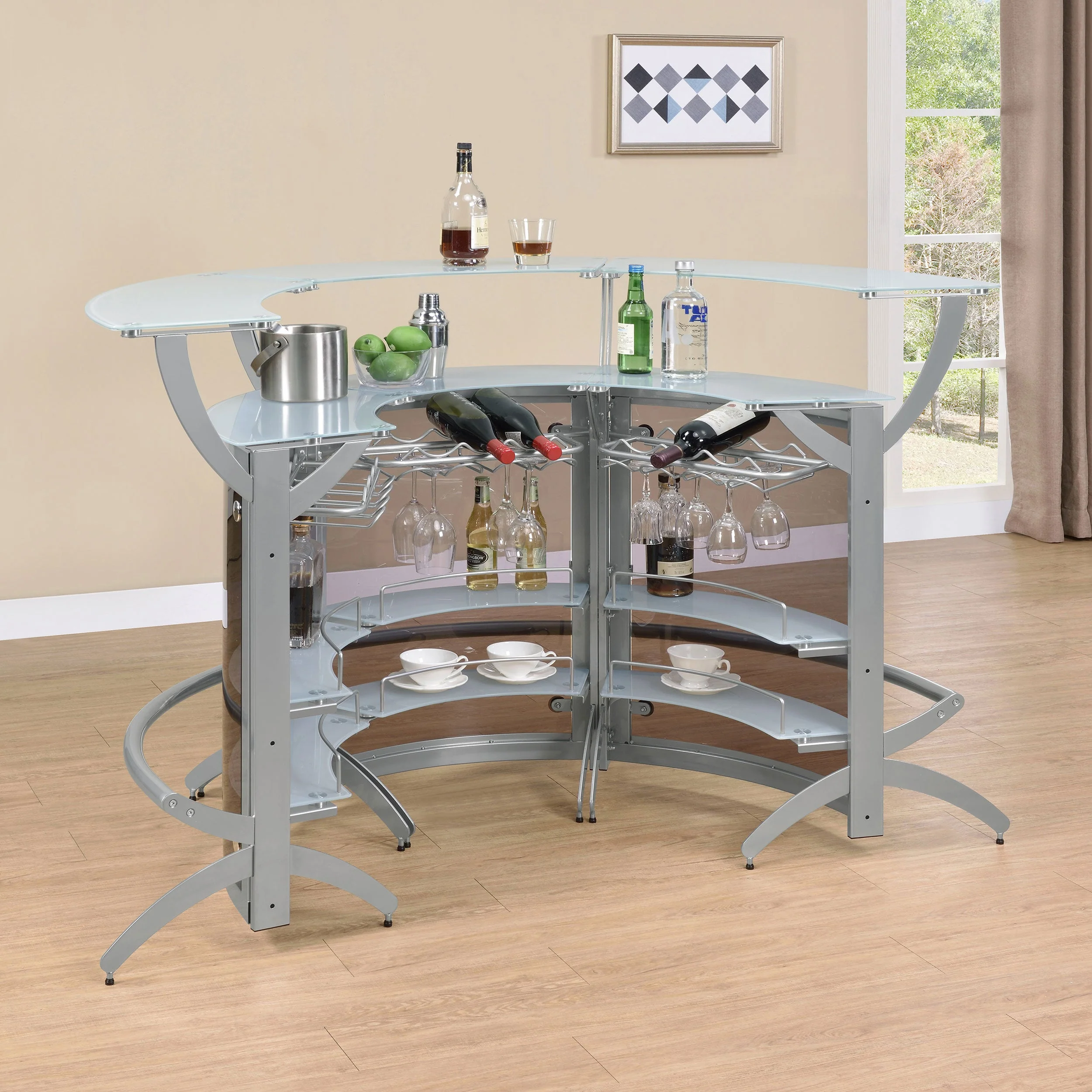 Dallas Curved Freestanding Home Bar Cabinet - Image 8