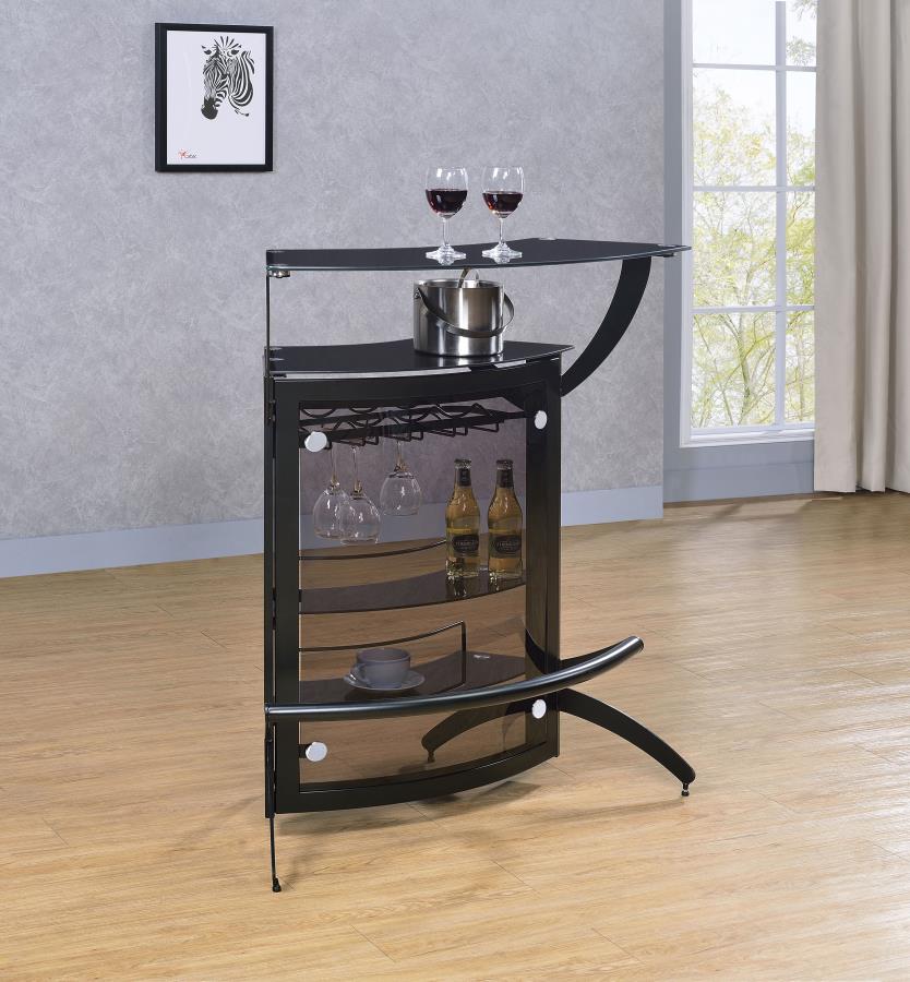 Dallas 2-shelf Curved Freestanding Home Bar Cabinet - Image 2