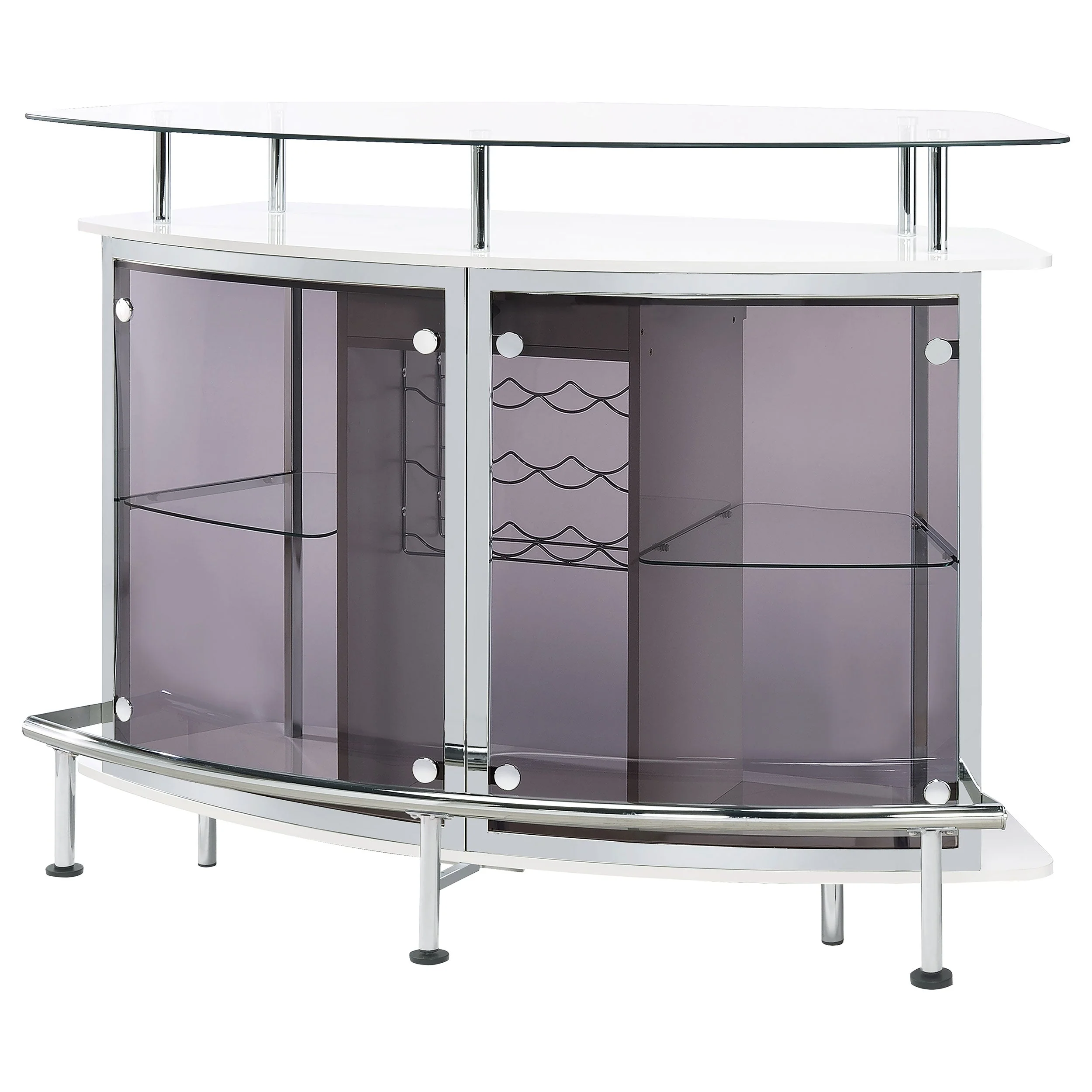 Gideon Curved Glass Top Home Bar Cabinet White High Gloss - Image 5