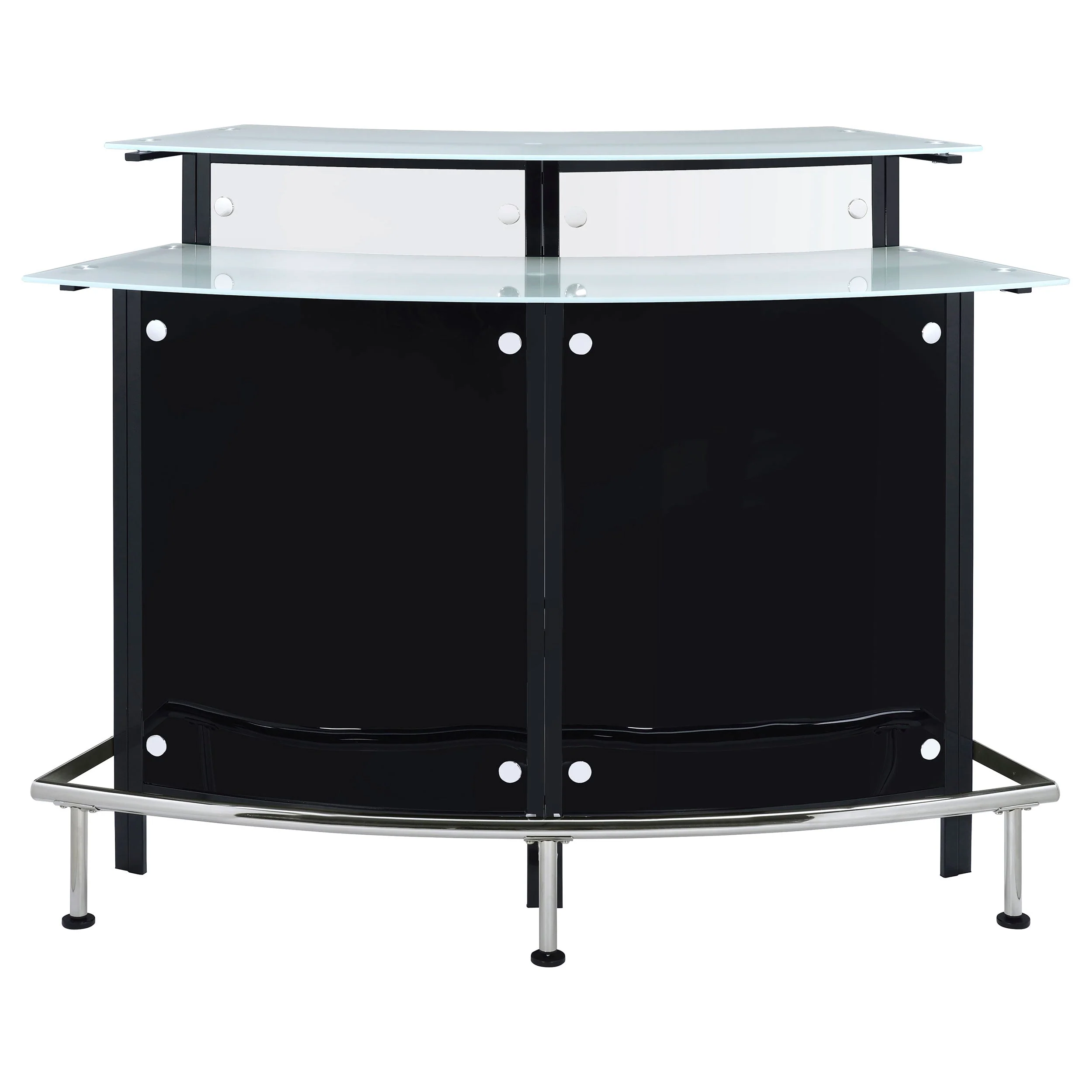 Keystone Curved Glass Top Home Bar Wine Cabinet Black - Image 5