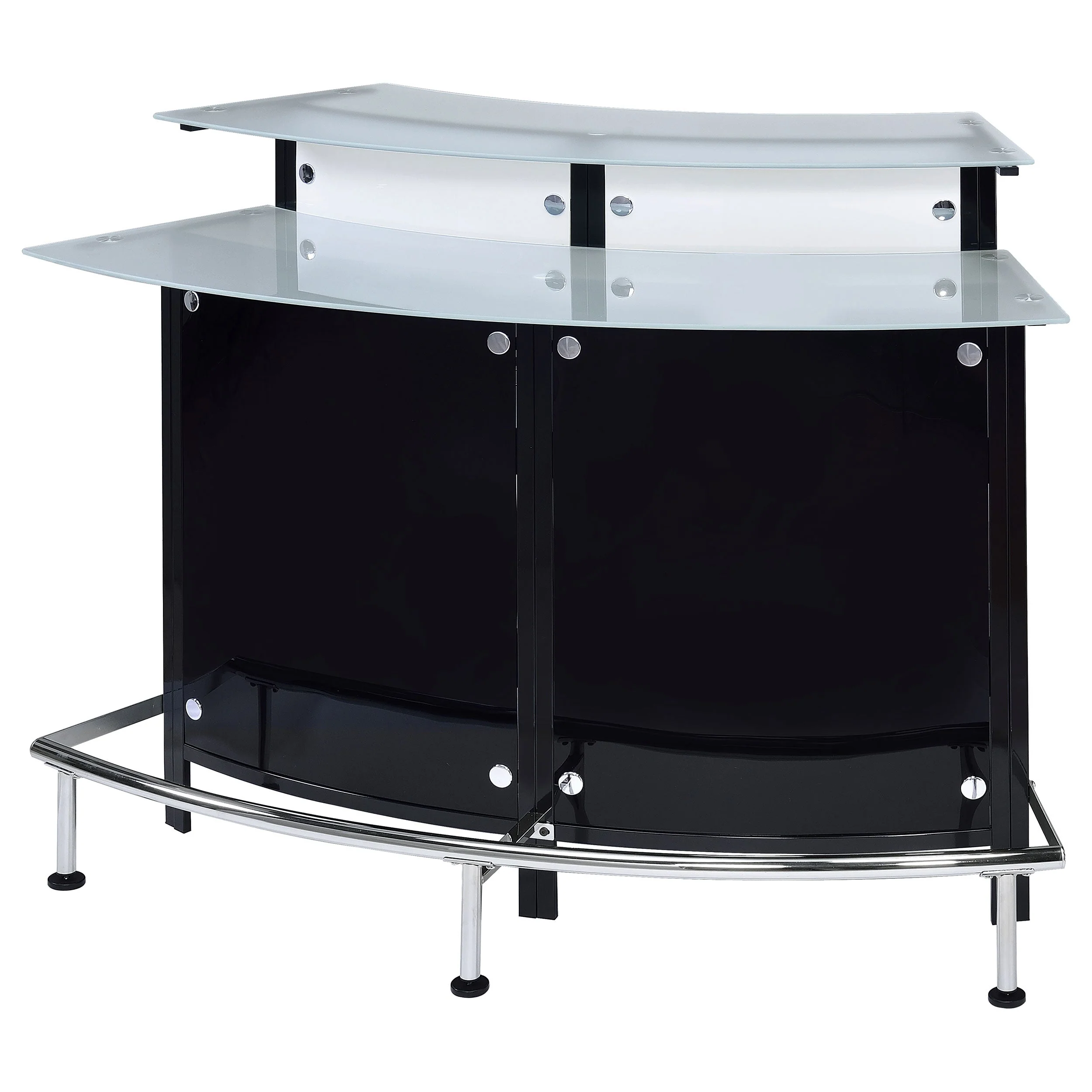 Keystone Curved Glass Top Home Bar Wine Cabinet Black - Image 6