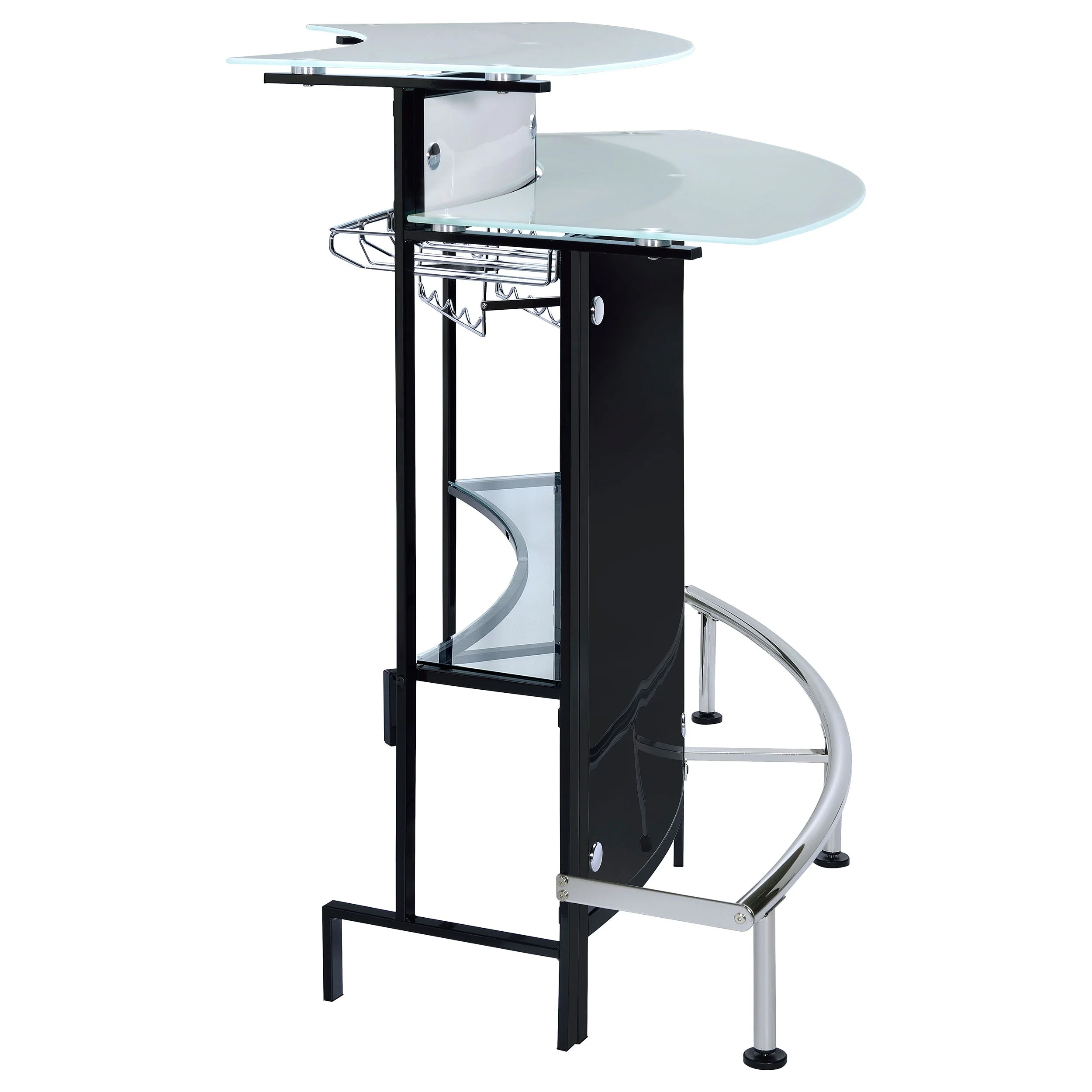 Keystone Curved Glass Top Home Bar Wine Cabinet Black - Image 9