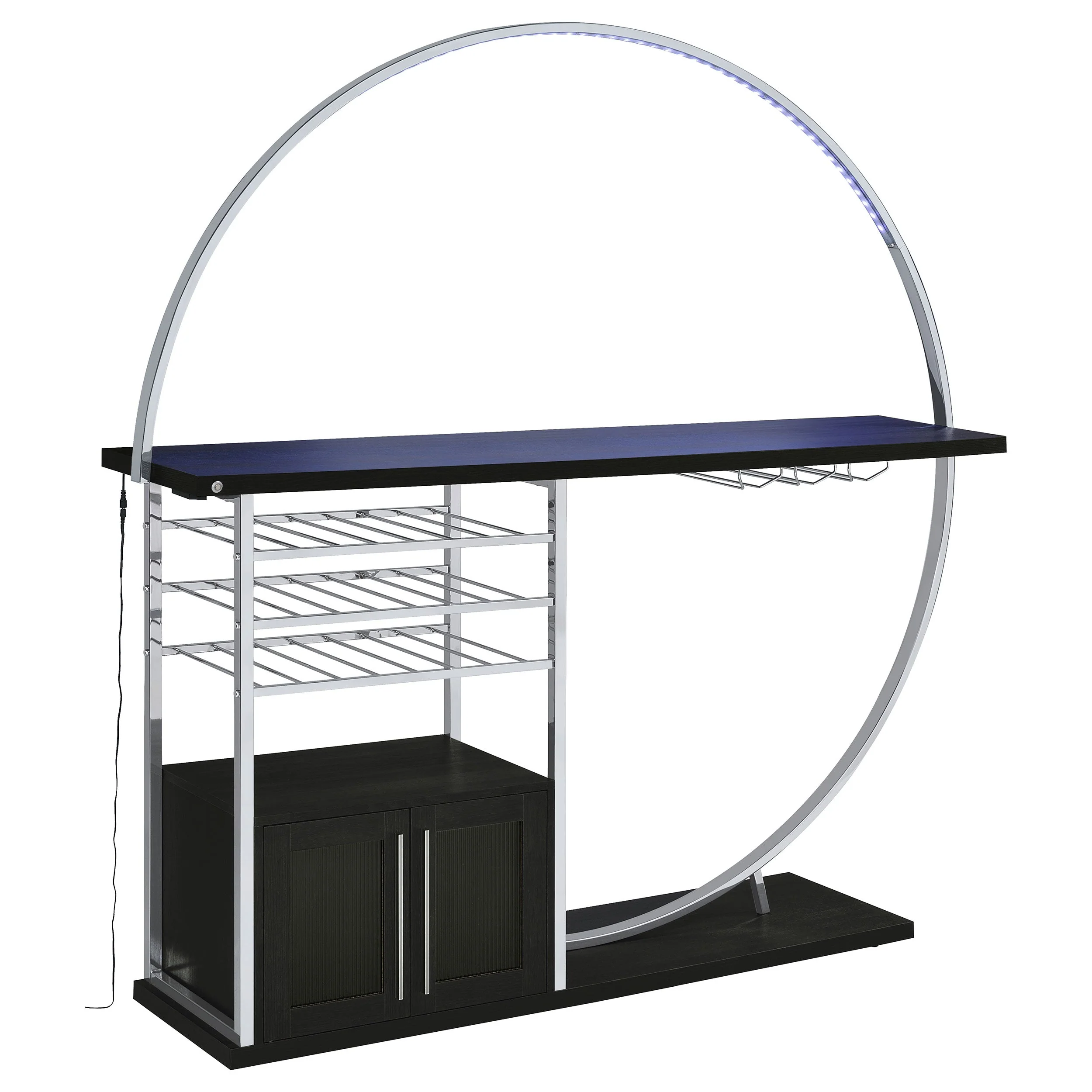 Risley 2-door Circular LED Wine Cabinet High Gloss - Image 10