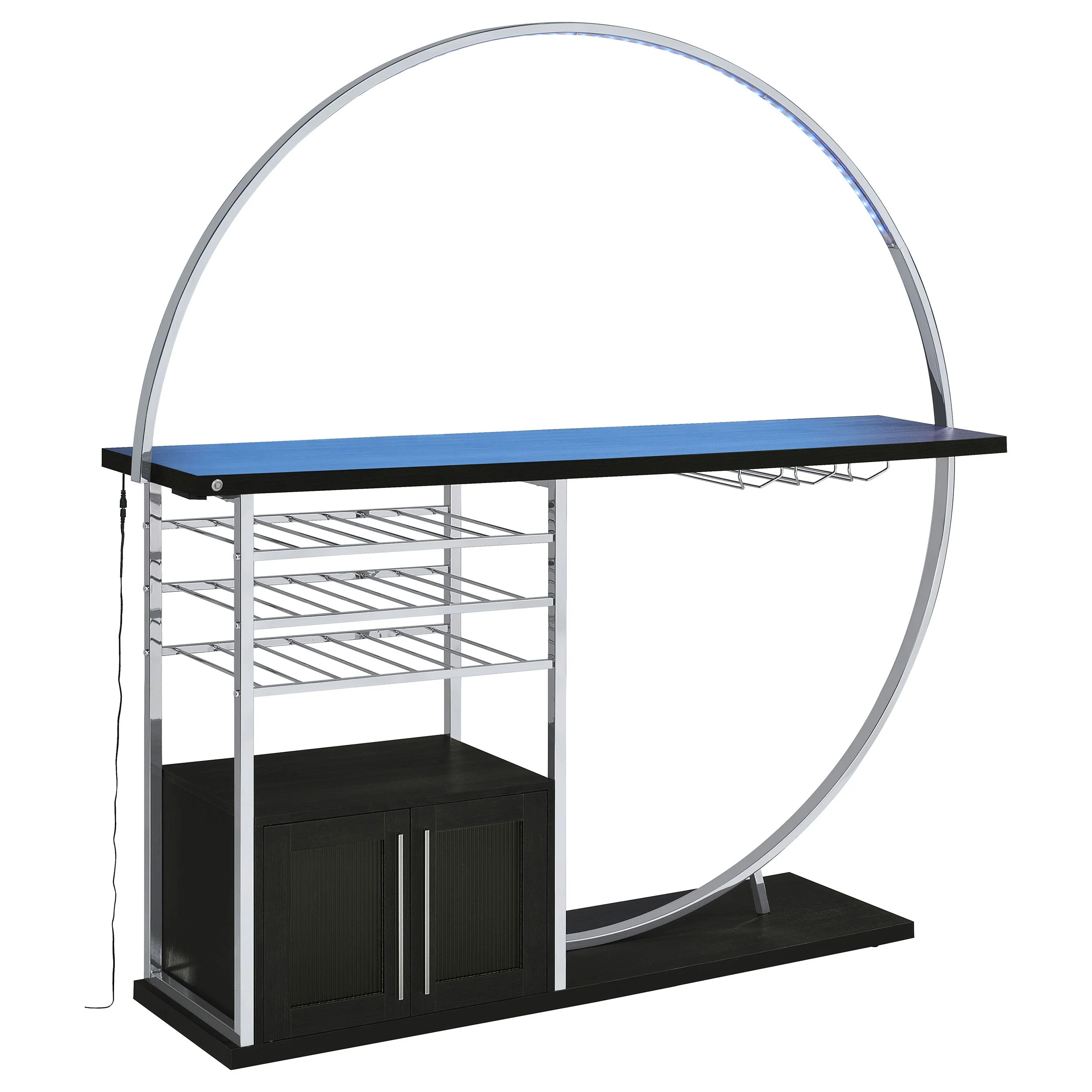 Risley 2-door Circular LED Wine Cabinet High Gloss - Image 22