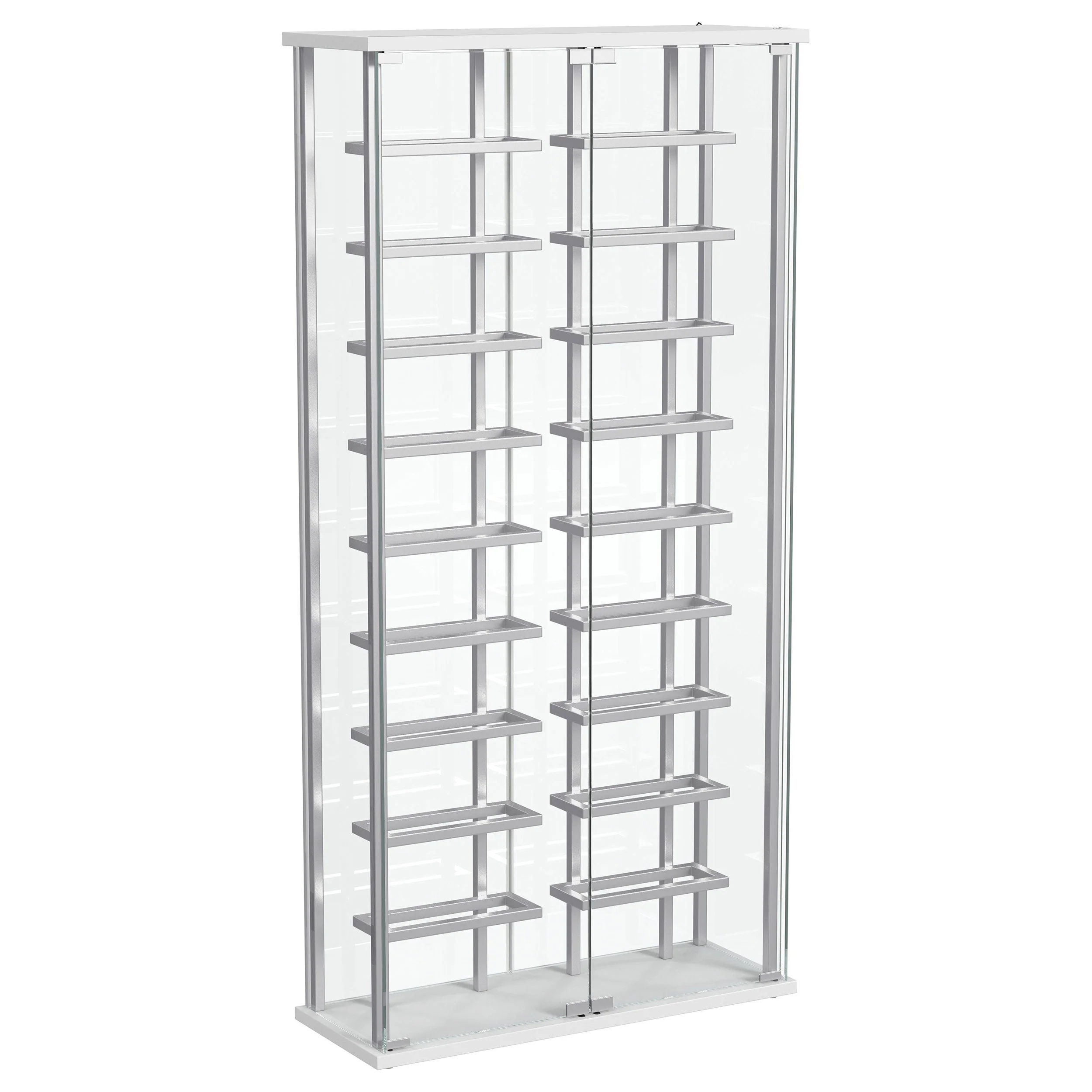 Montara Tempered Glass Wine Storage LED Curio Cabinet Chrome - Image 2