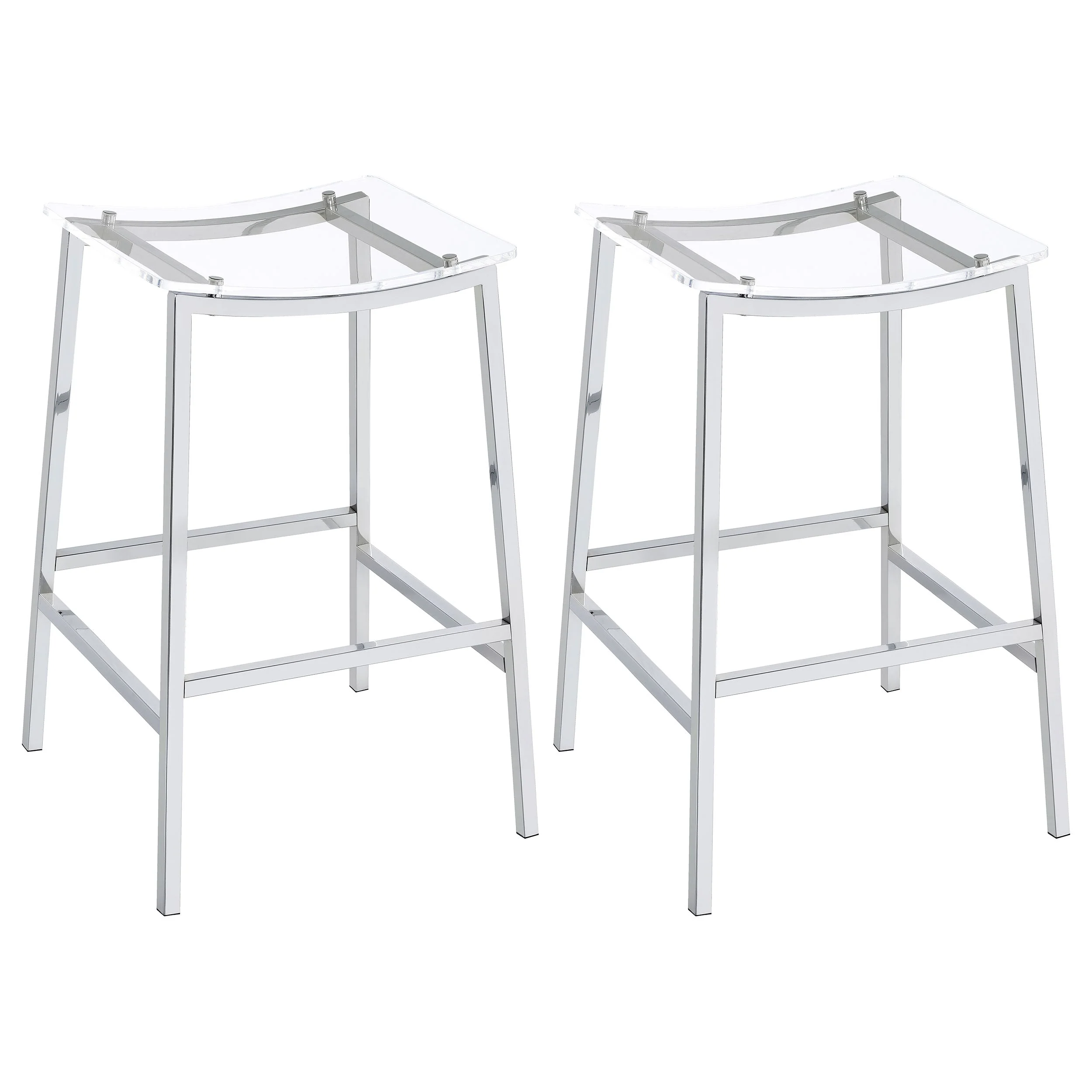 Jovani Acrylic Backless Bar Stool Chrome (Set of 2) - Image 2